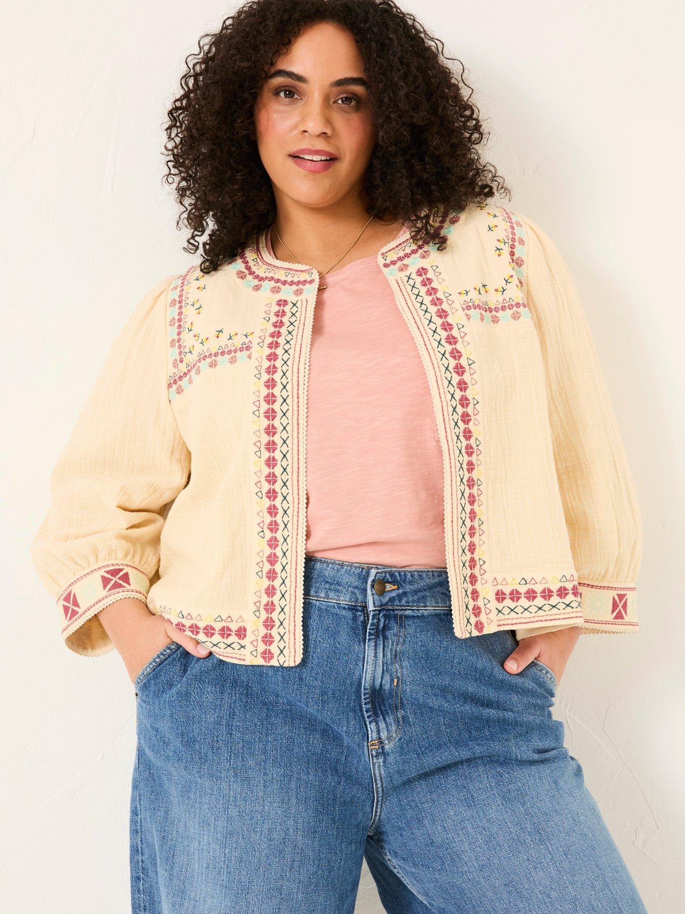 Image 5 of 6 of FatFace Zoe Embroidered Jacket - White