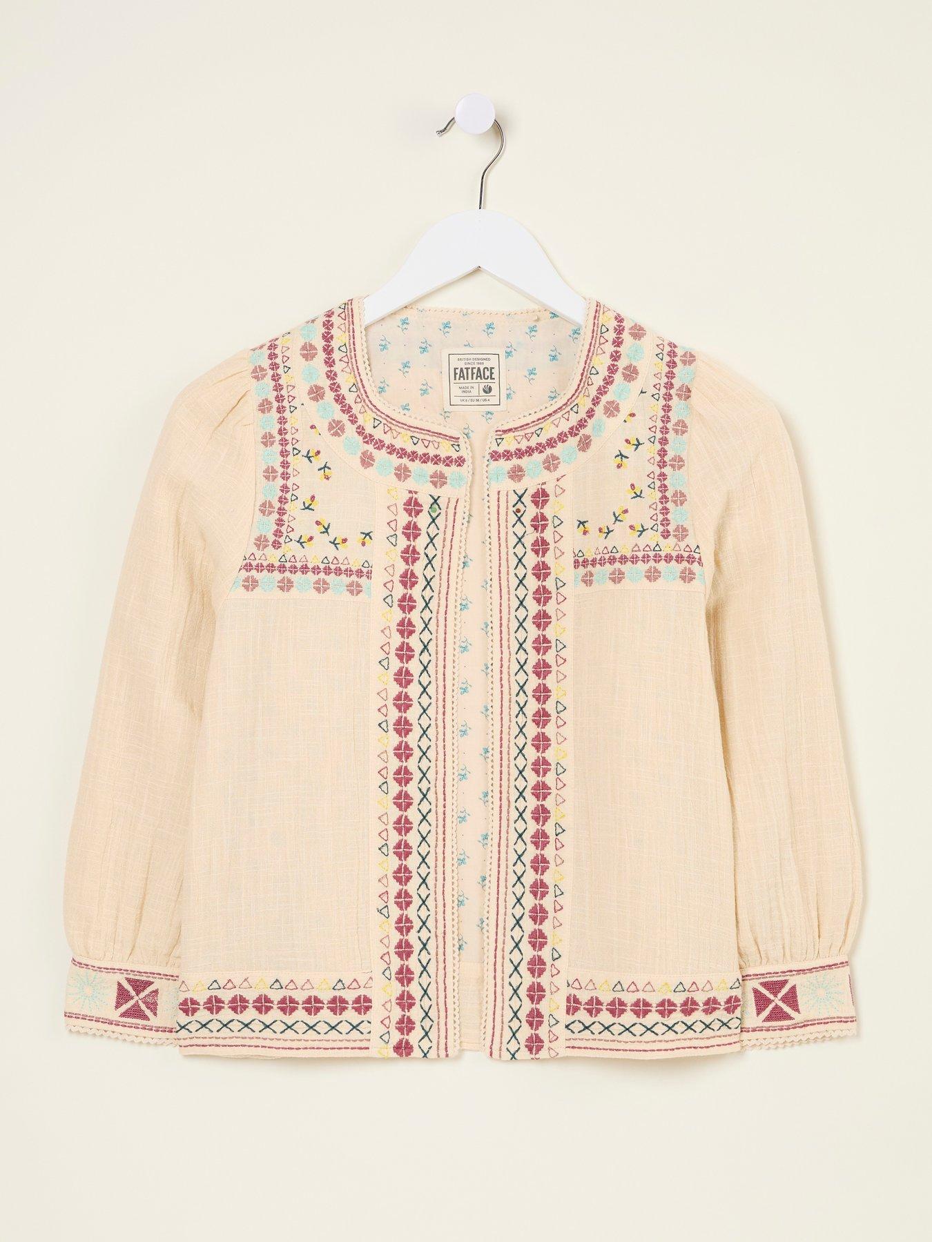 Image 6 of 6 of FatFace Zoe Embroidered Jacket - White