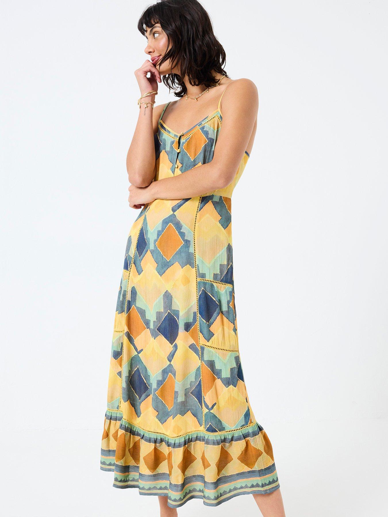 FatFace Mae Abstract Midi Dress - Multi