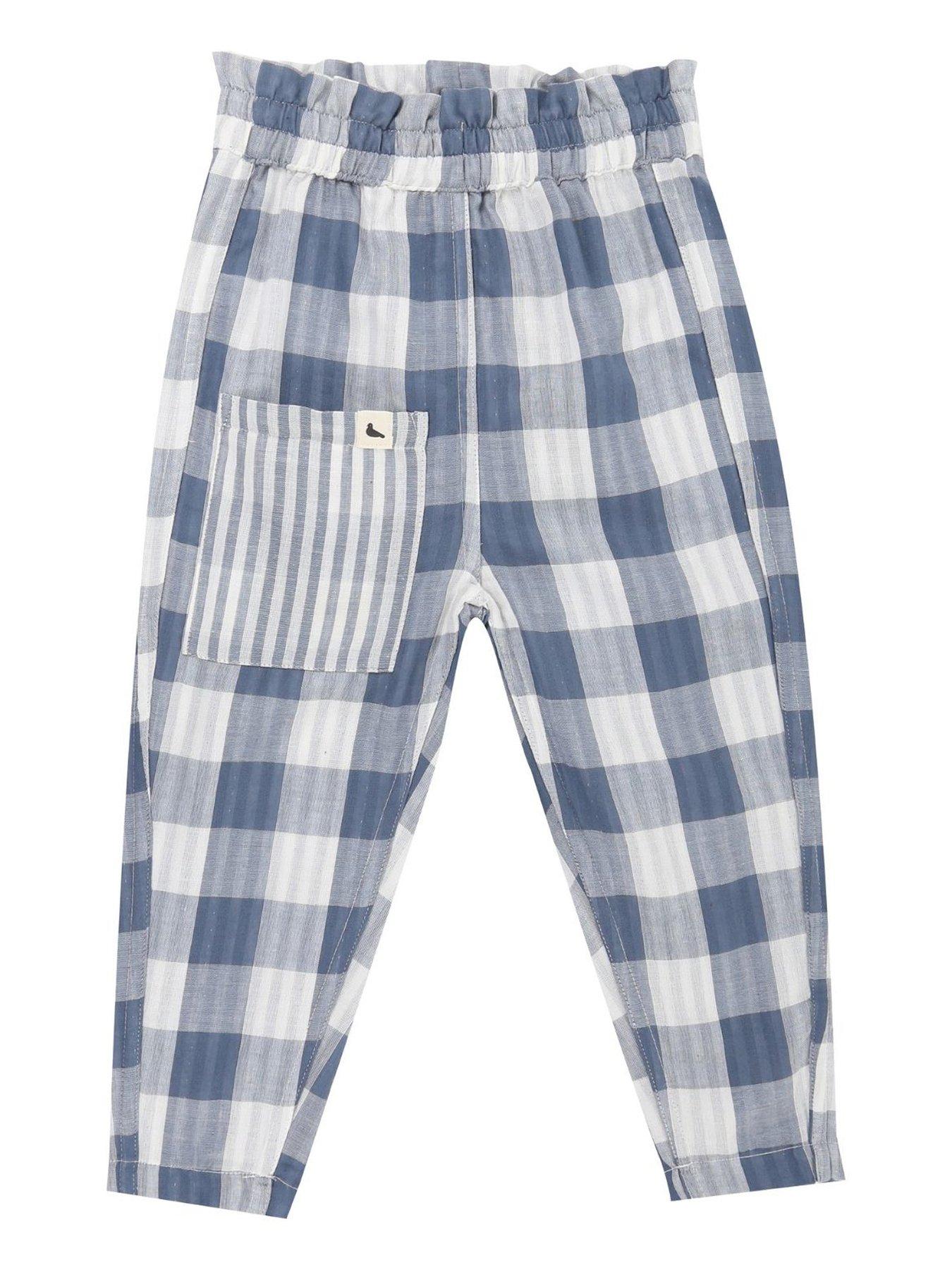 undefined Kids Marine Check Reversible Trousers - Blue