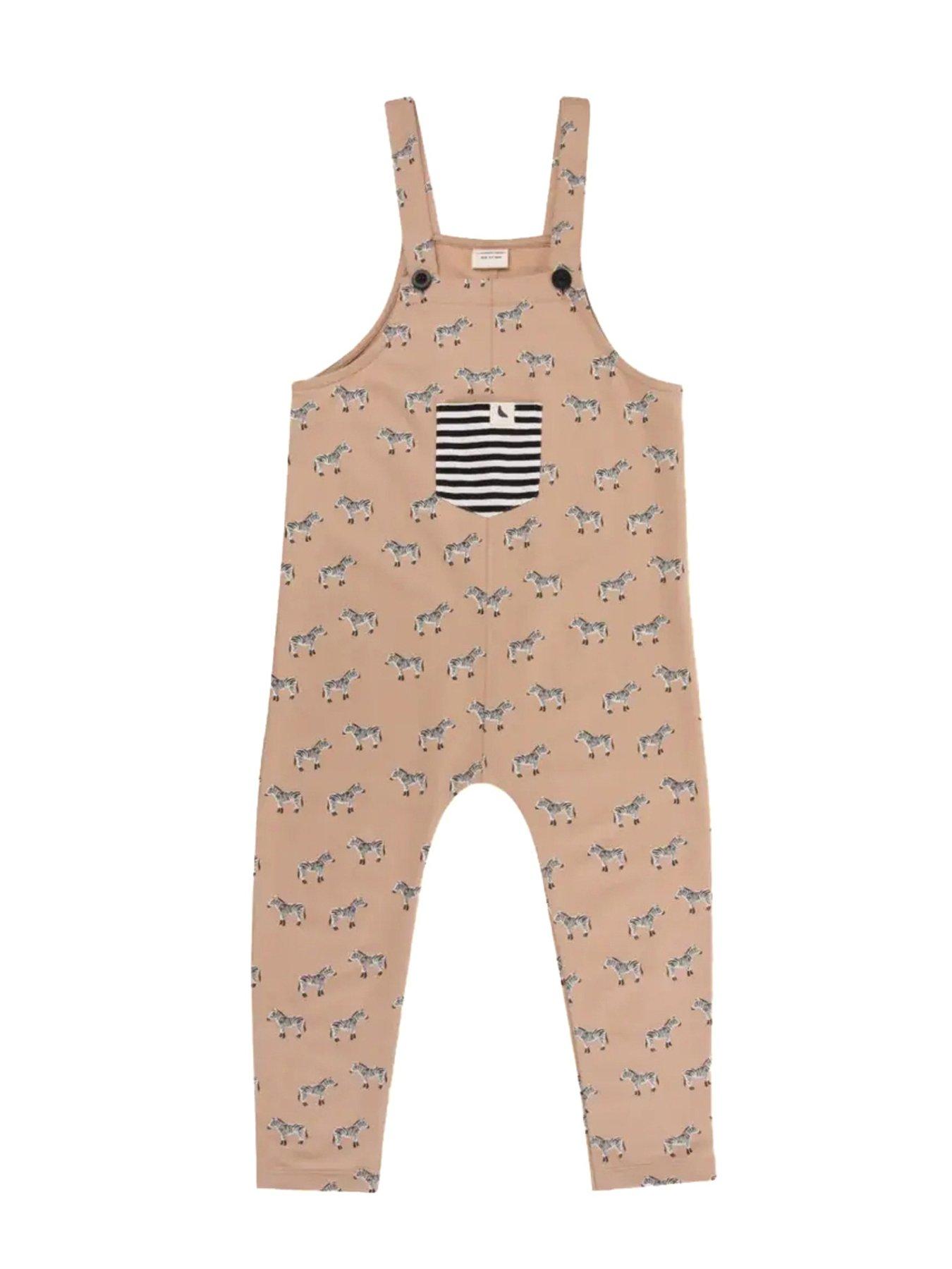 Image 1 of 4 of Turtledove London Kids Zebra Dungarees - Light Brown