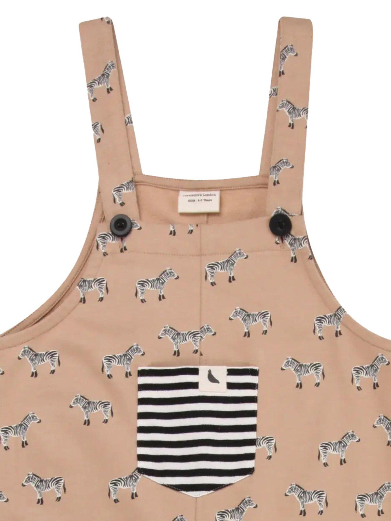 Image 3 of 4 of Turtledove London Kids Zebra Dungarees - Light Brown