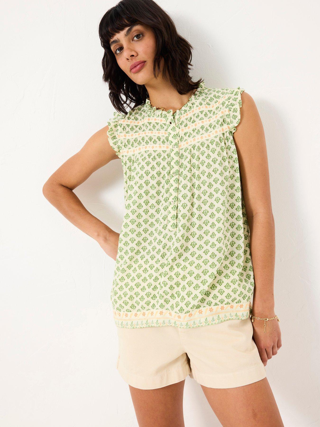 FatFace Patsy Woodblock Blouse - Green | Very