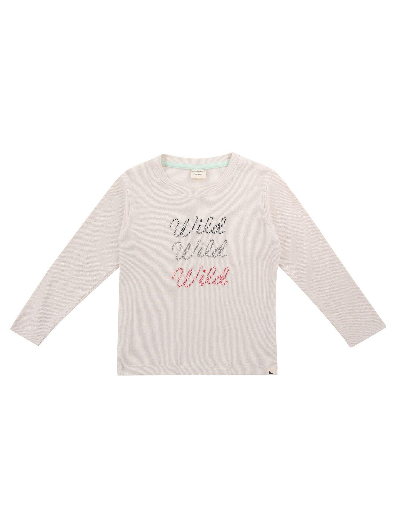 Turtledove London Kids Wild Long Sleeve Top, Cream, Size 4-5 Years