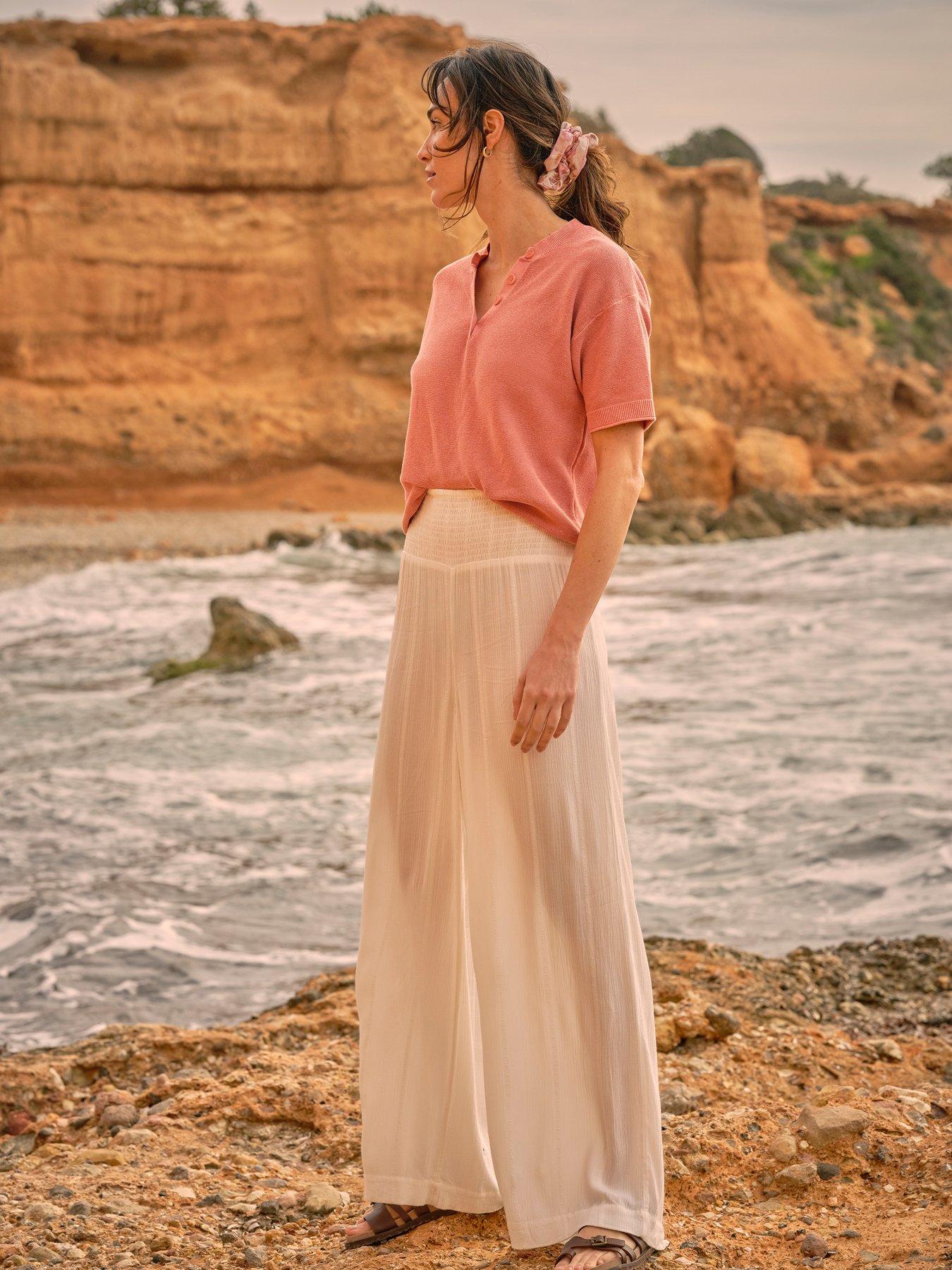 undefined Palazzo Trousers - White
