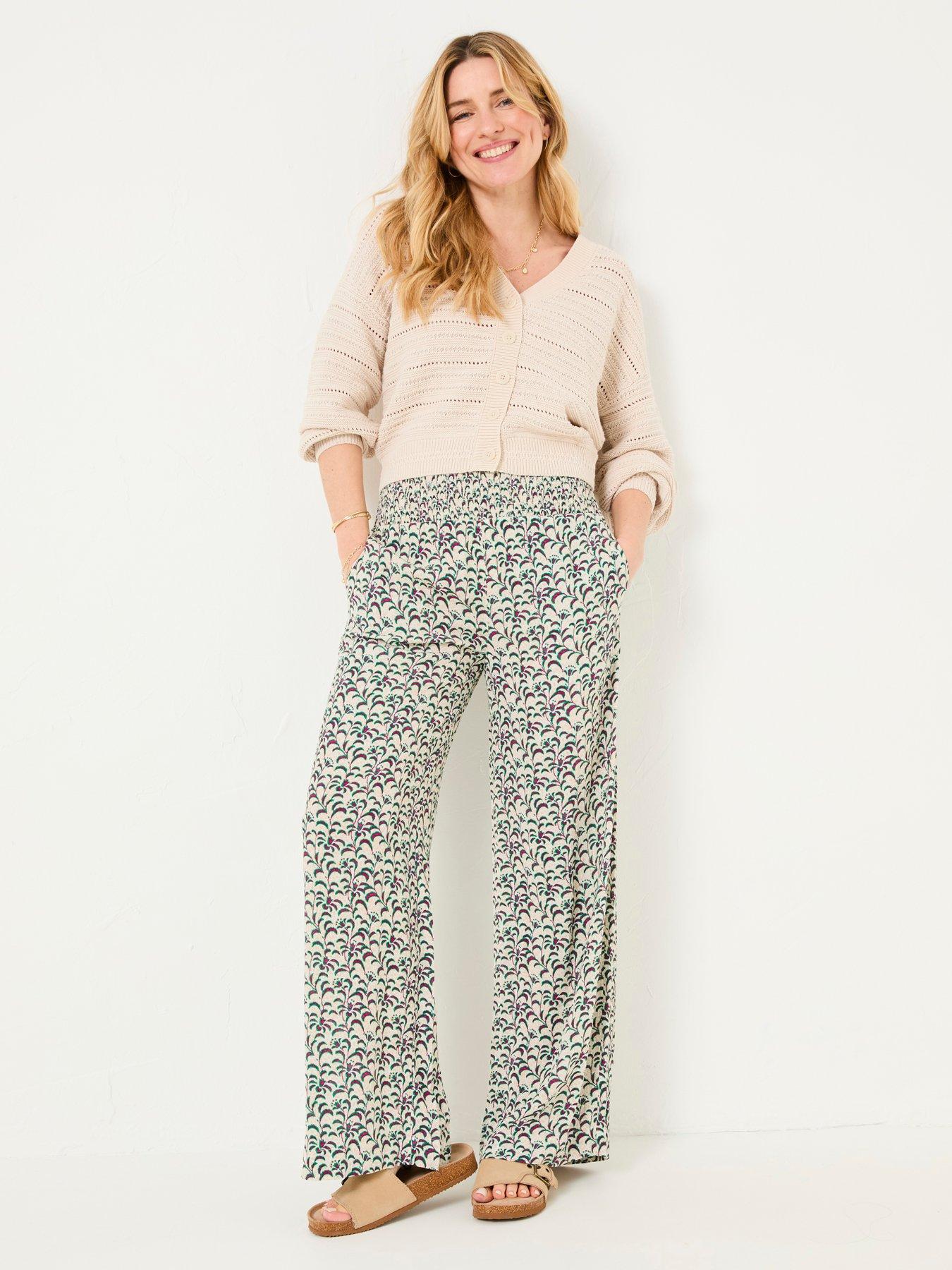 Image 3 of 5 of FatFace Shirred Vine Palazzo Trousers - Multi