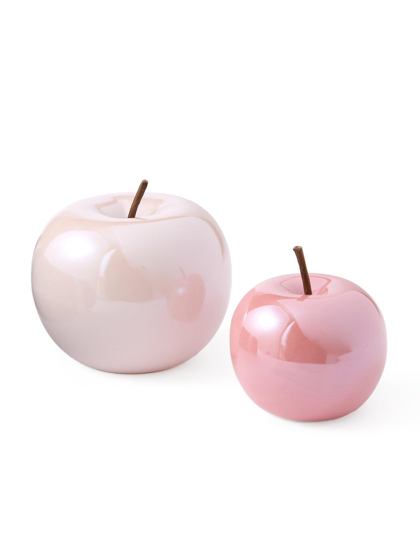 Image 2 of 5 of The Very Collection Set of 2 Ceramic Pink Apple Christmas Decorations