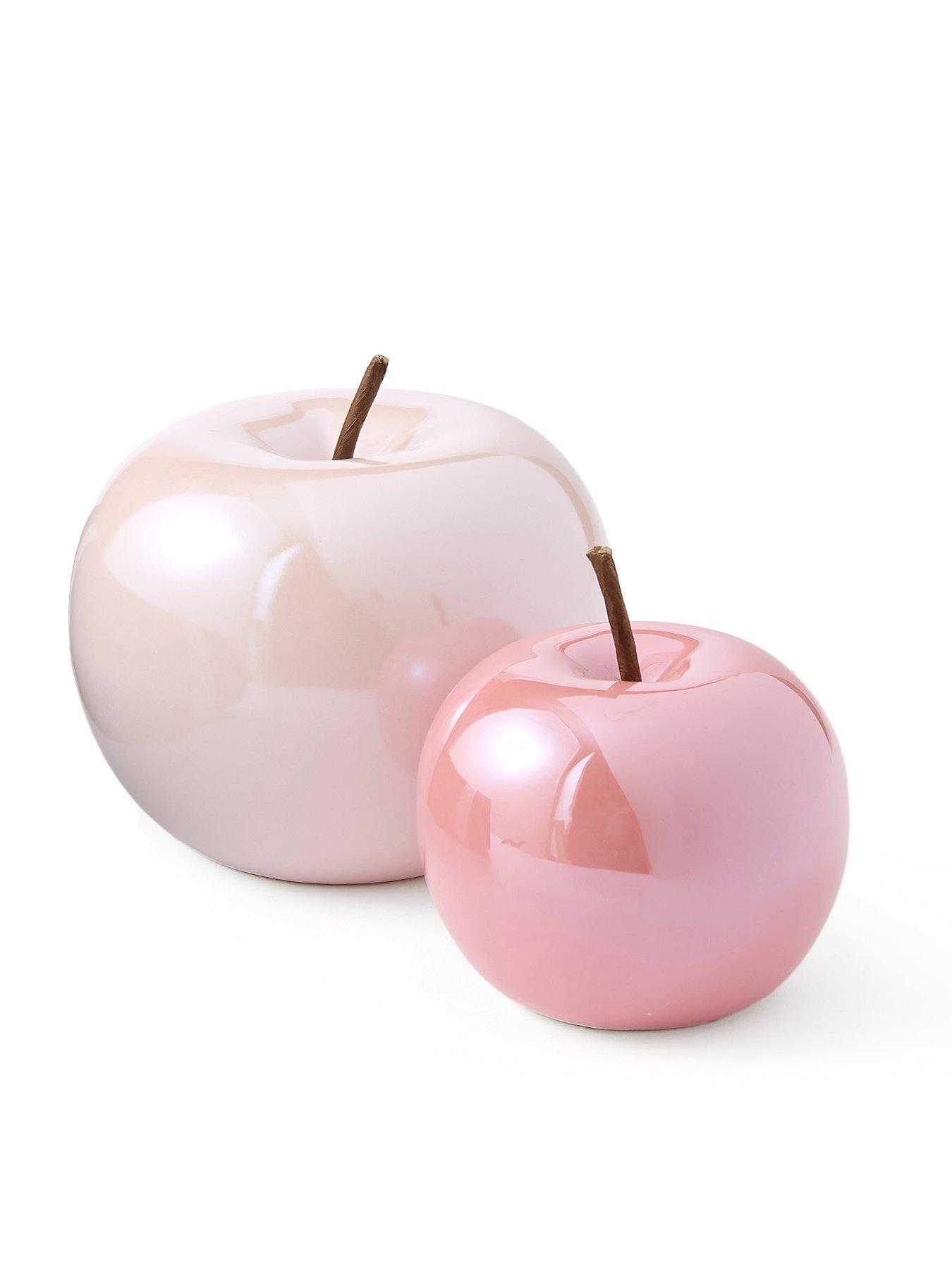 Image 3 of 5 of The Very Collection Set of 2 Ceramic Pink Apple Christmas Decorations