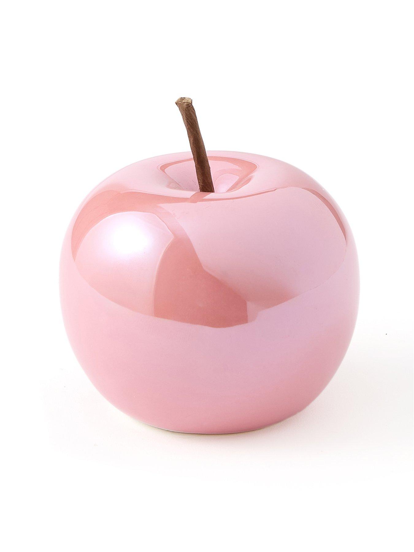 Image 5 of 5 of The Very Collection Set of 2 Ceramic Pink Apple Christmas Decorations
