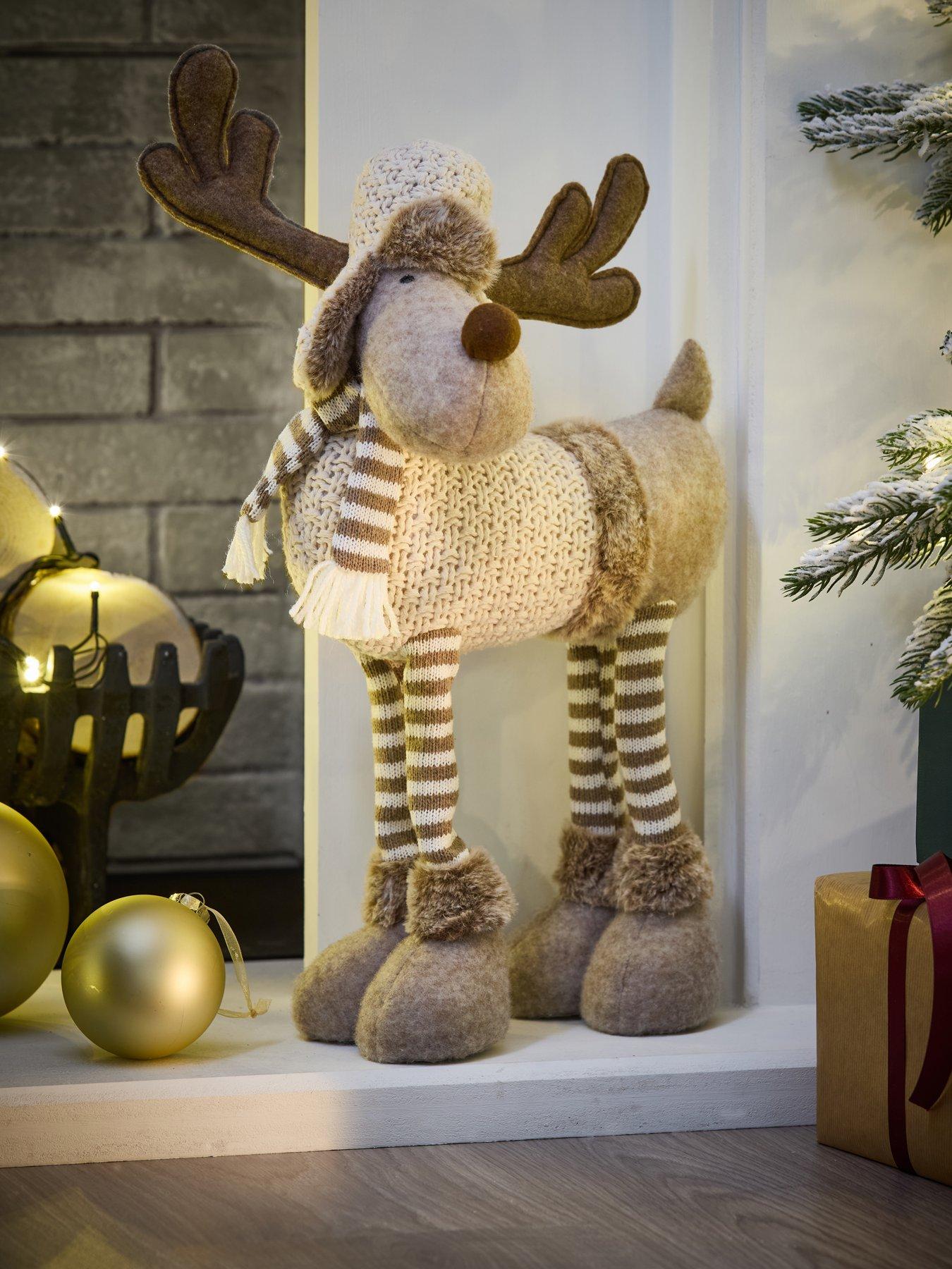 Very Home Cosy 4 Legged Plush Deer Christmas Decoration