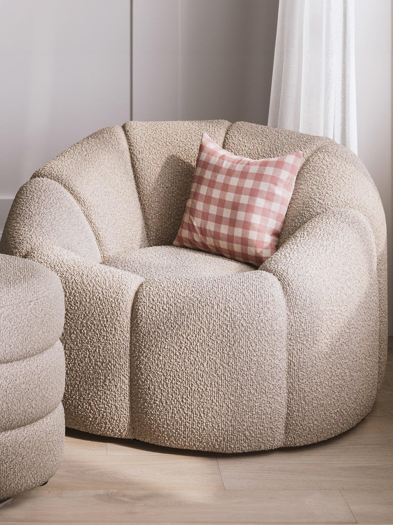 undefined Nao Fabric Swivel Armchair - Buff