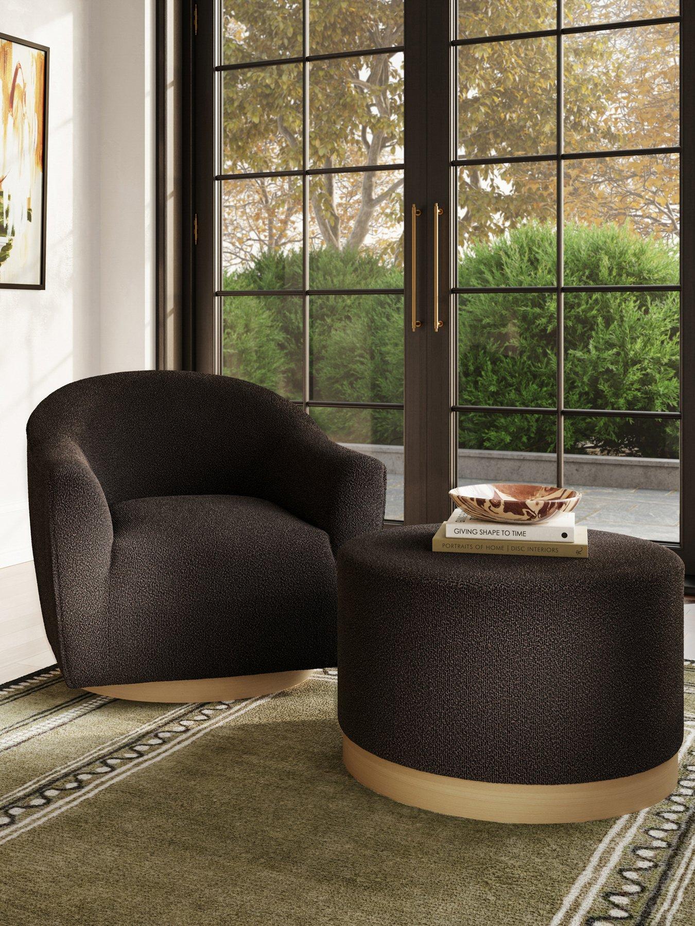 undefined Daphne Fabric Swivel Armchair - Black