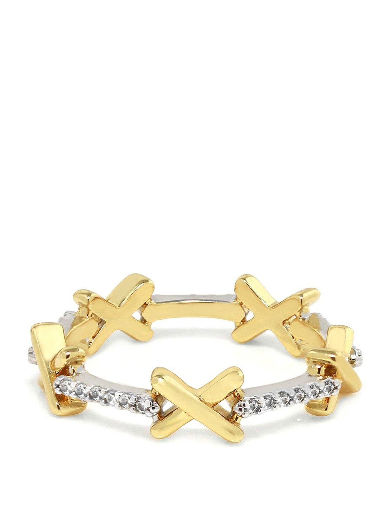 Say It With Kiss Band Ring - Gold & Silver