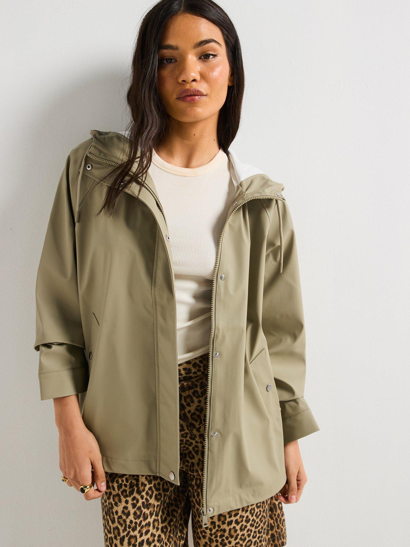 undefined Elisa Short Rain Coat - Brown