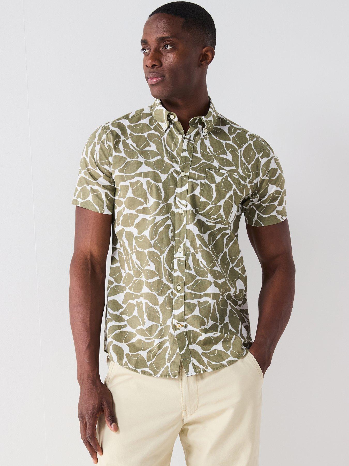 undefined Spillroad Short Sleeve All Over Print Tailored Shirt - Light Green