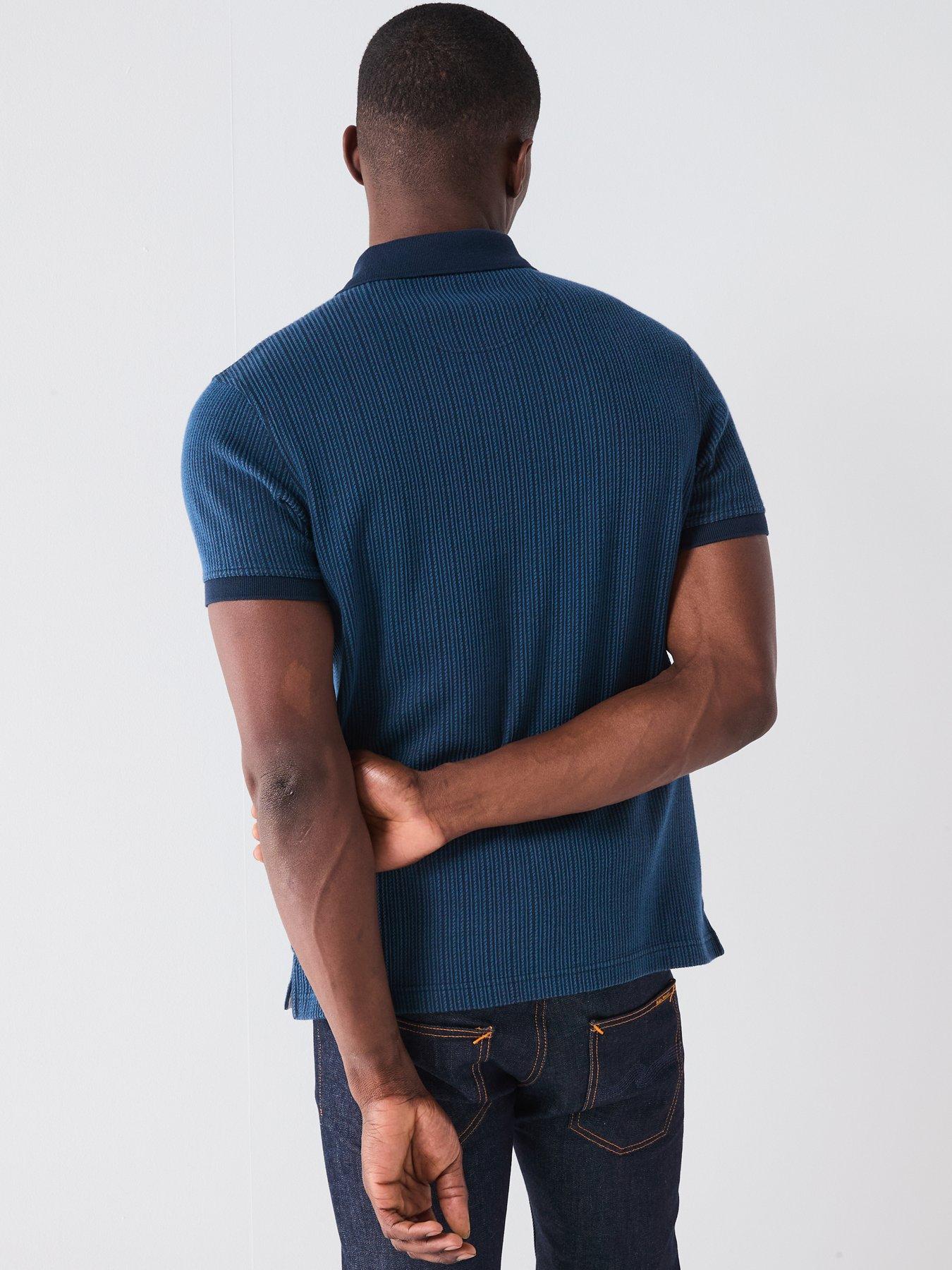 Image 2 of 5 of Barbour Harworth Tailored Fit Jacquard Polo Shirt - Navy