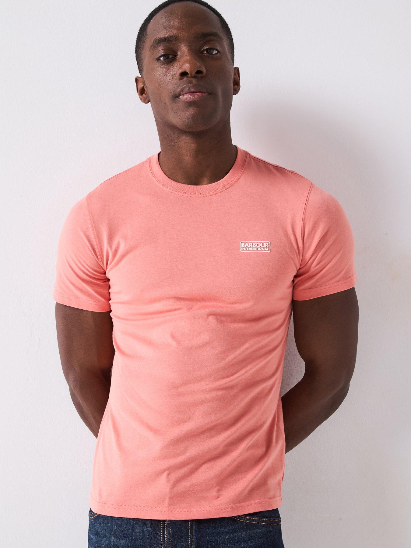 Barbour International Small Logo Slim Short Sleeve T-Shirt - Peach Pink