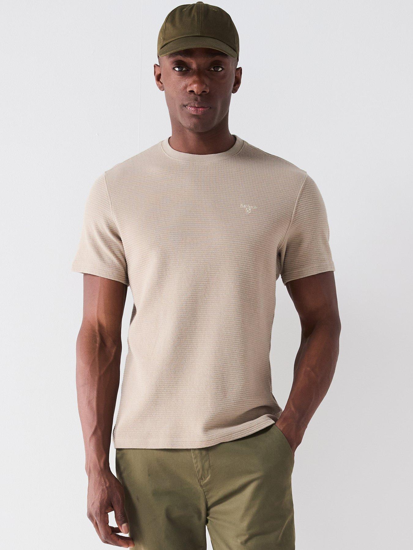 undefined Platford Tailored Waffle Tartan Trim T-Shirt - Beige