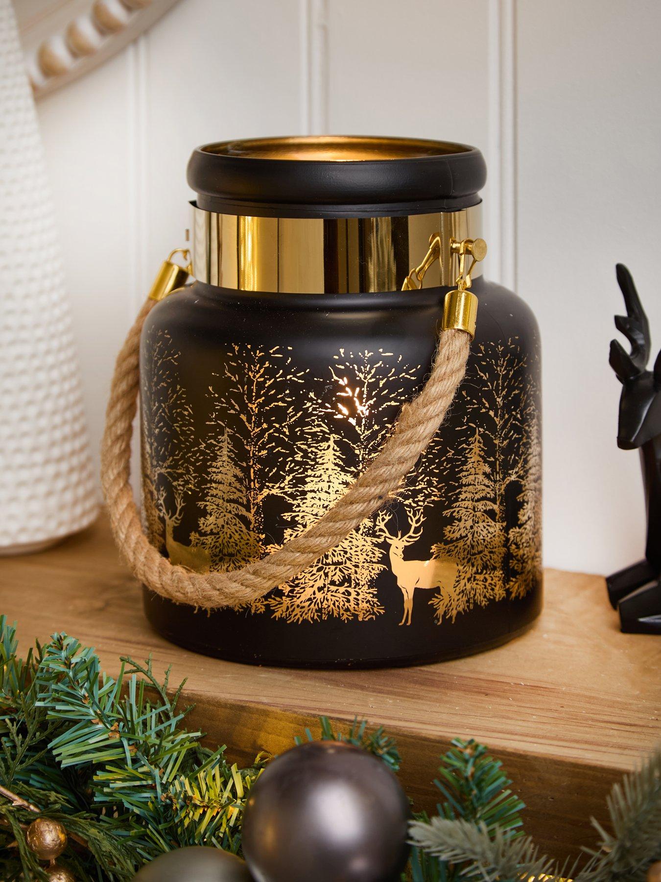 Three Kings Wonderland Glass Lantern Christmas Decoration - onyx