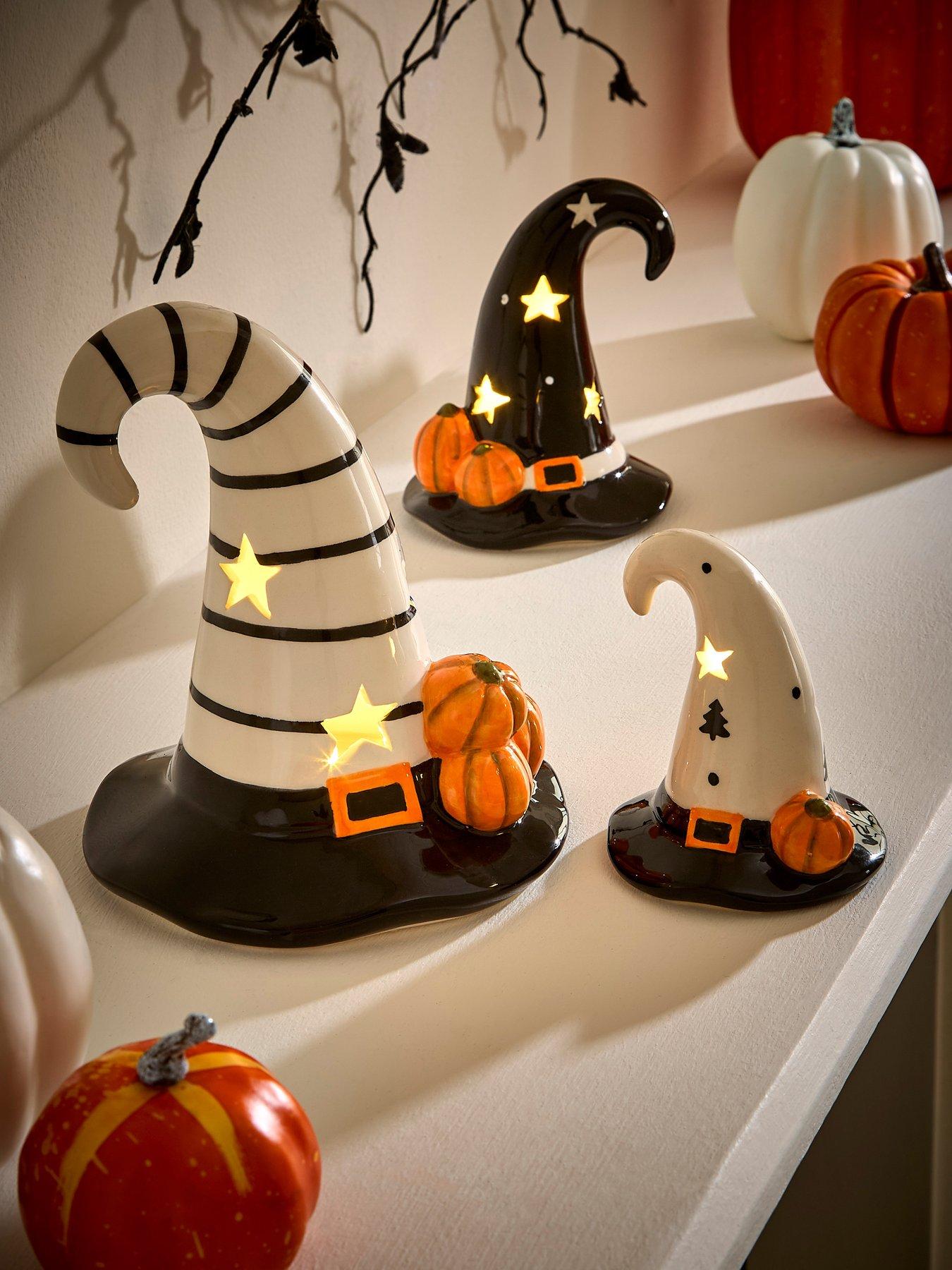 undefined Set of 3 Ceramic Hat Light Halloween Decorations
