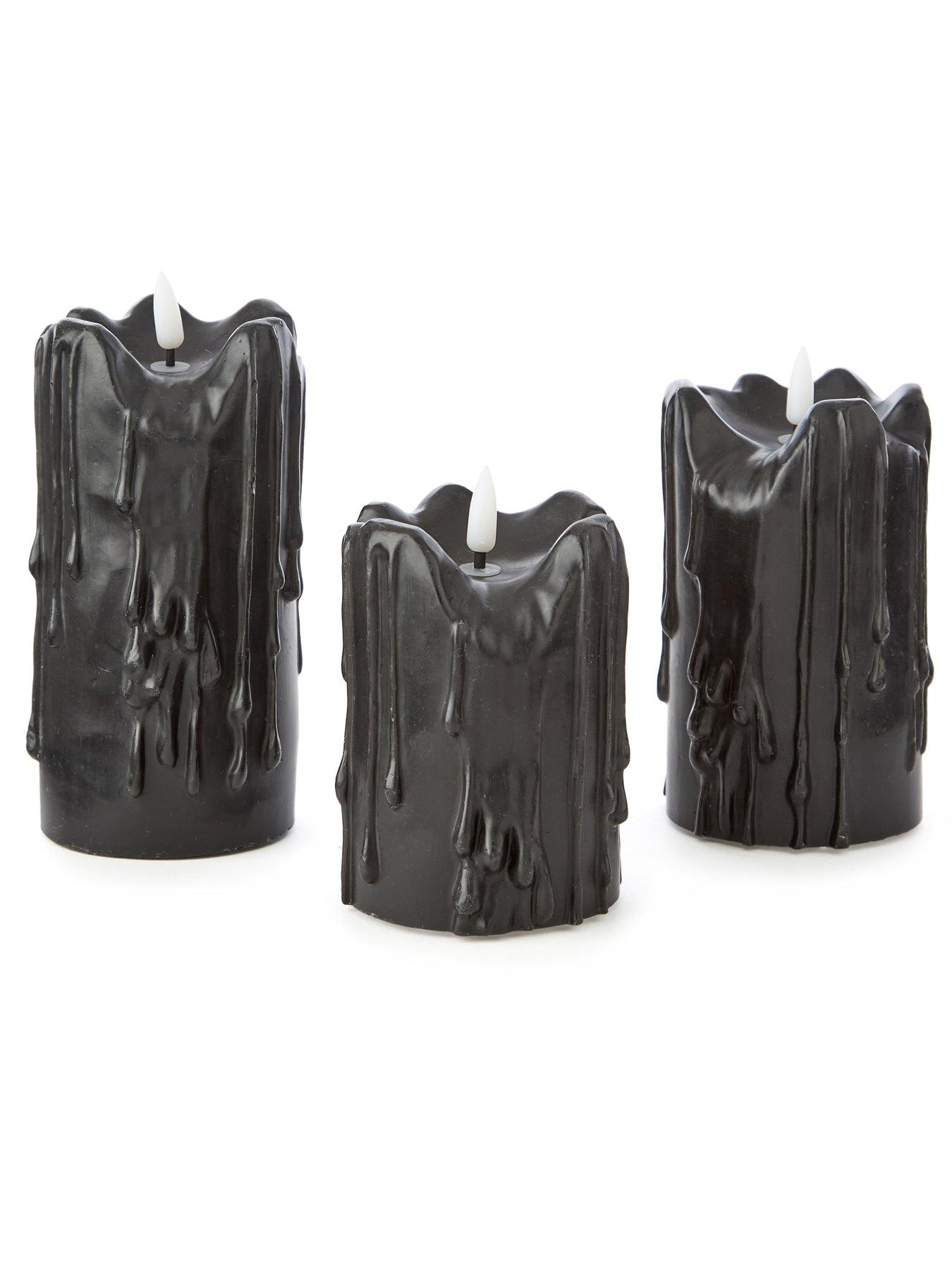 Image 2 of 4 of Festive Set of&nbsp;3 Black LED&nbsp;Halloween Candles
