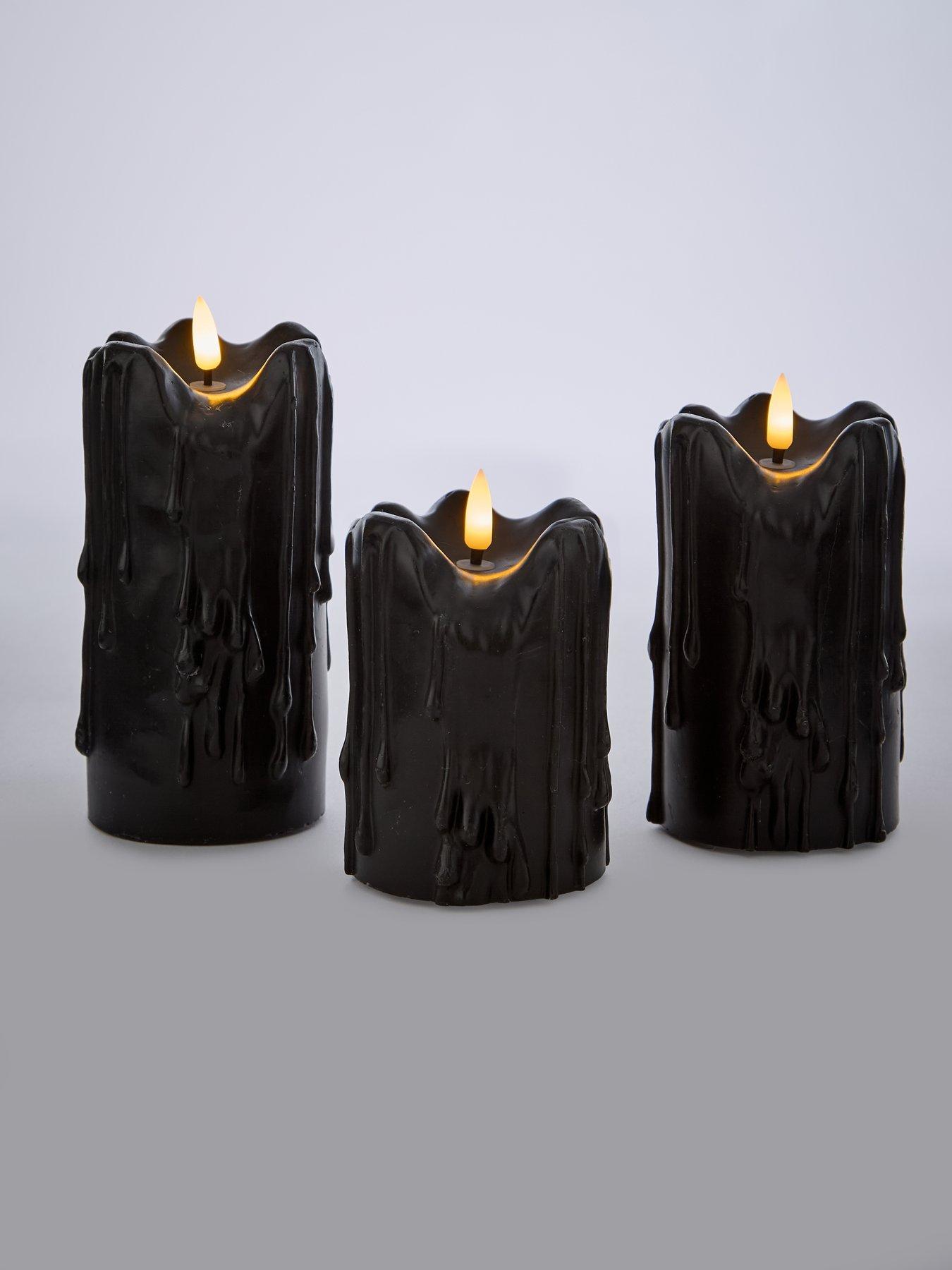 Image 3 of 4 of Festive Set of&nbsp;3 Black LED&nbsp;Halloween Candles