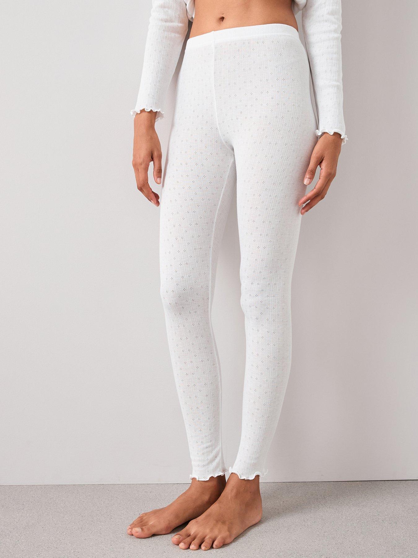 The Very Collection Pointelle Thermal Leggings White