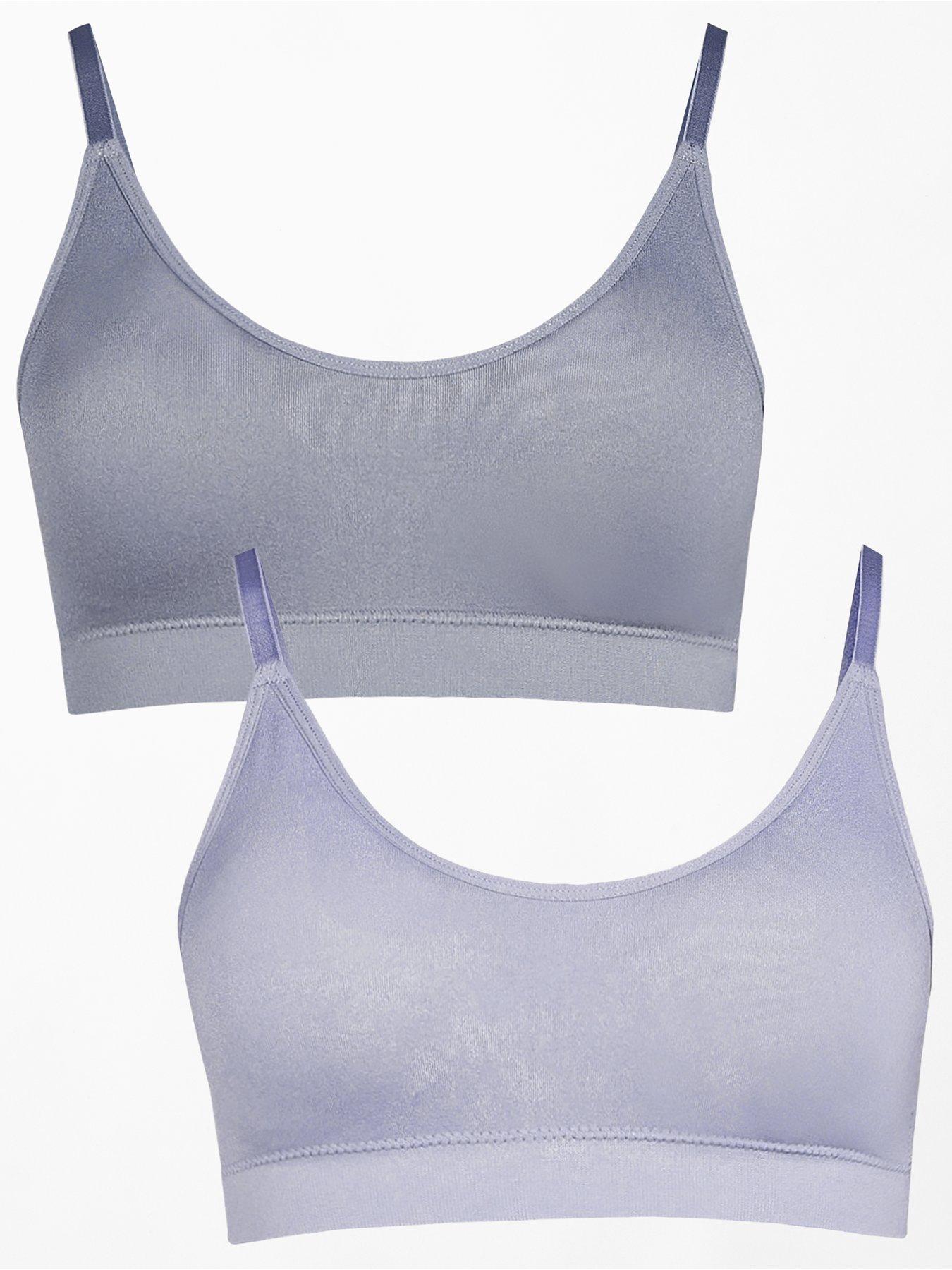 Image 1 of 7 of The Very Collection 2 Pack Scoop Neck Seamless Bralettes - Blue