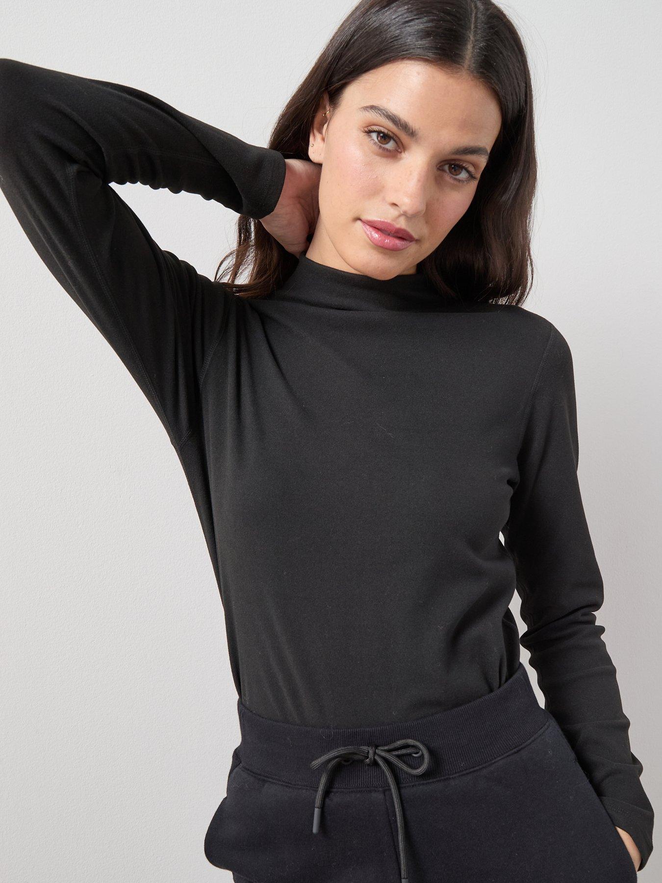 The Very Collection Fleece Lined Thermal High Neck Long Sleeve Top - Black
