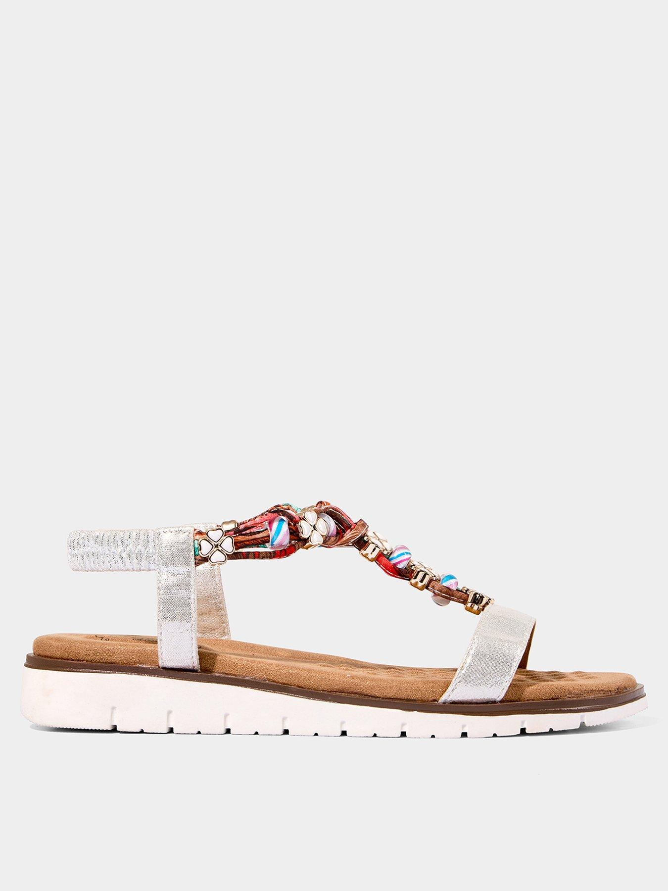 Image 1 of 4 of Joe Browns Sunrays Beaded Boho Sandals - Silver