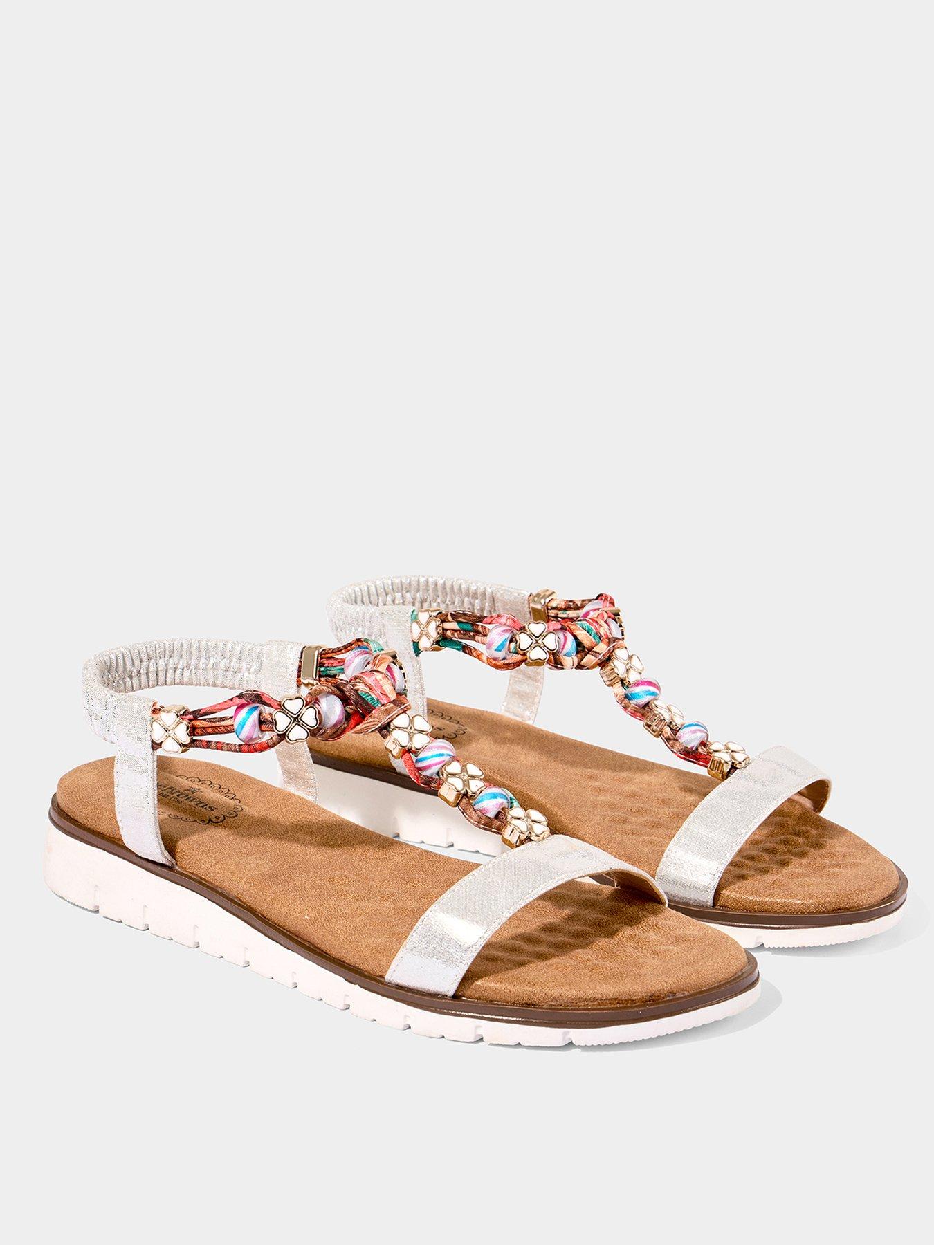 Image 2 of 4 of Joe Browns Sunrays Beaded Boho Sandals - Silver