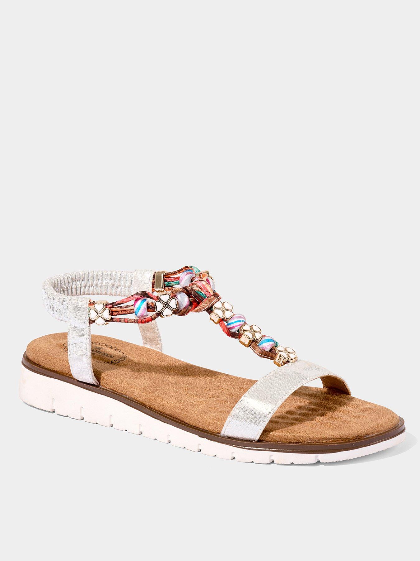 Image 3 of 4 of Joe Browns Sunrays Beaded Boho Sandals - Silver