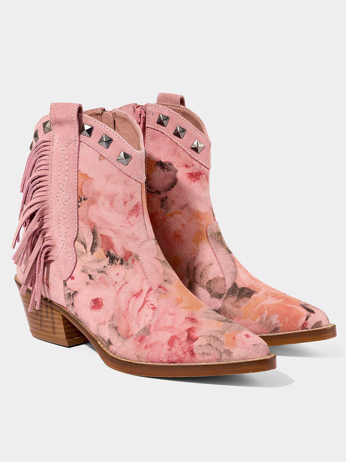 Image 3 of 5 of Joe Browns Rock 'n' Rose Suede Ankle Boots - Pink Multi