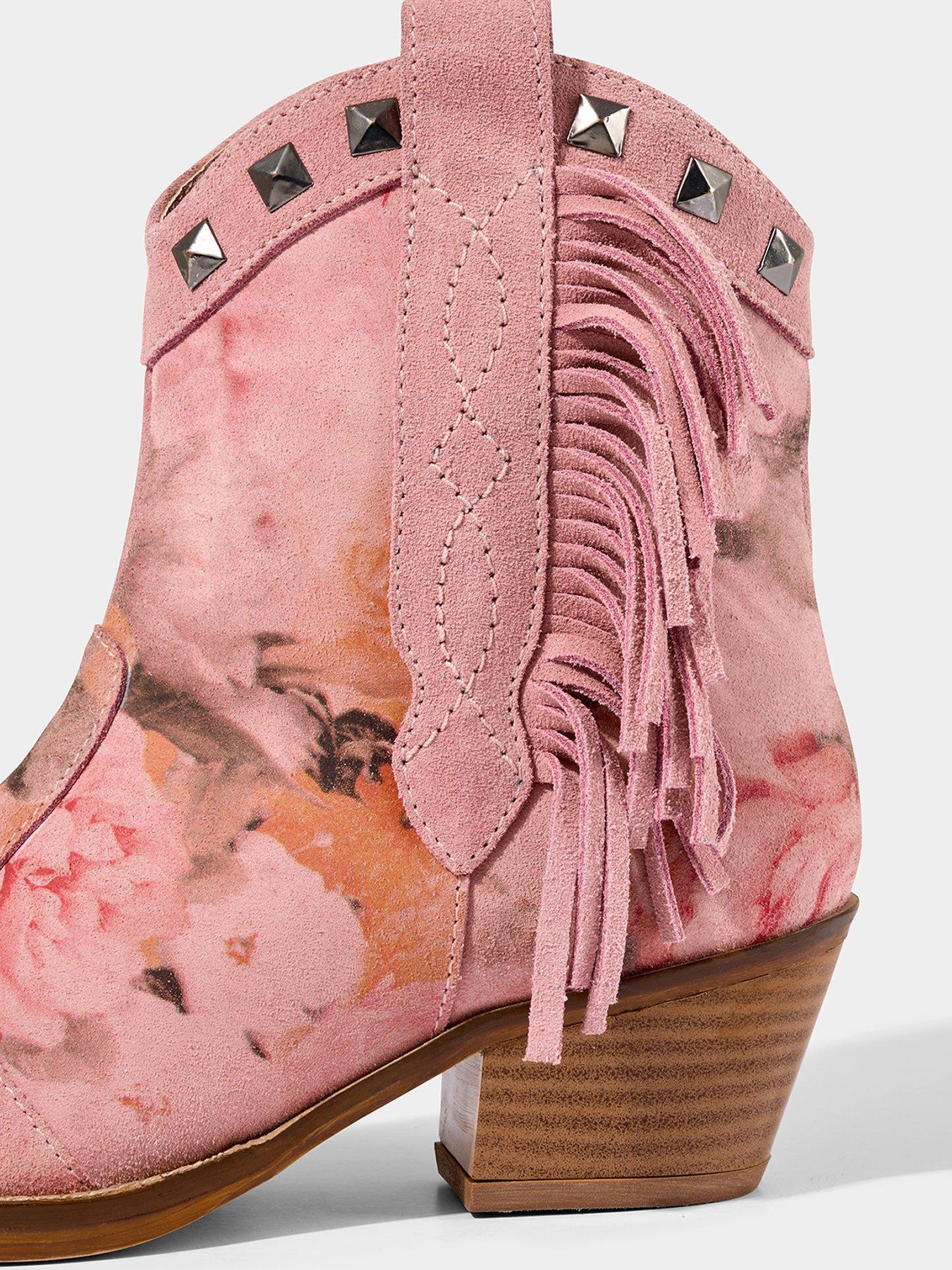 Image 4 of 5 of Joe Browns Rock 'n' Rose Suede Ankle Boots - Pink Multi