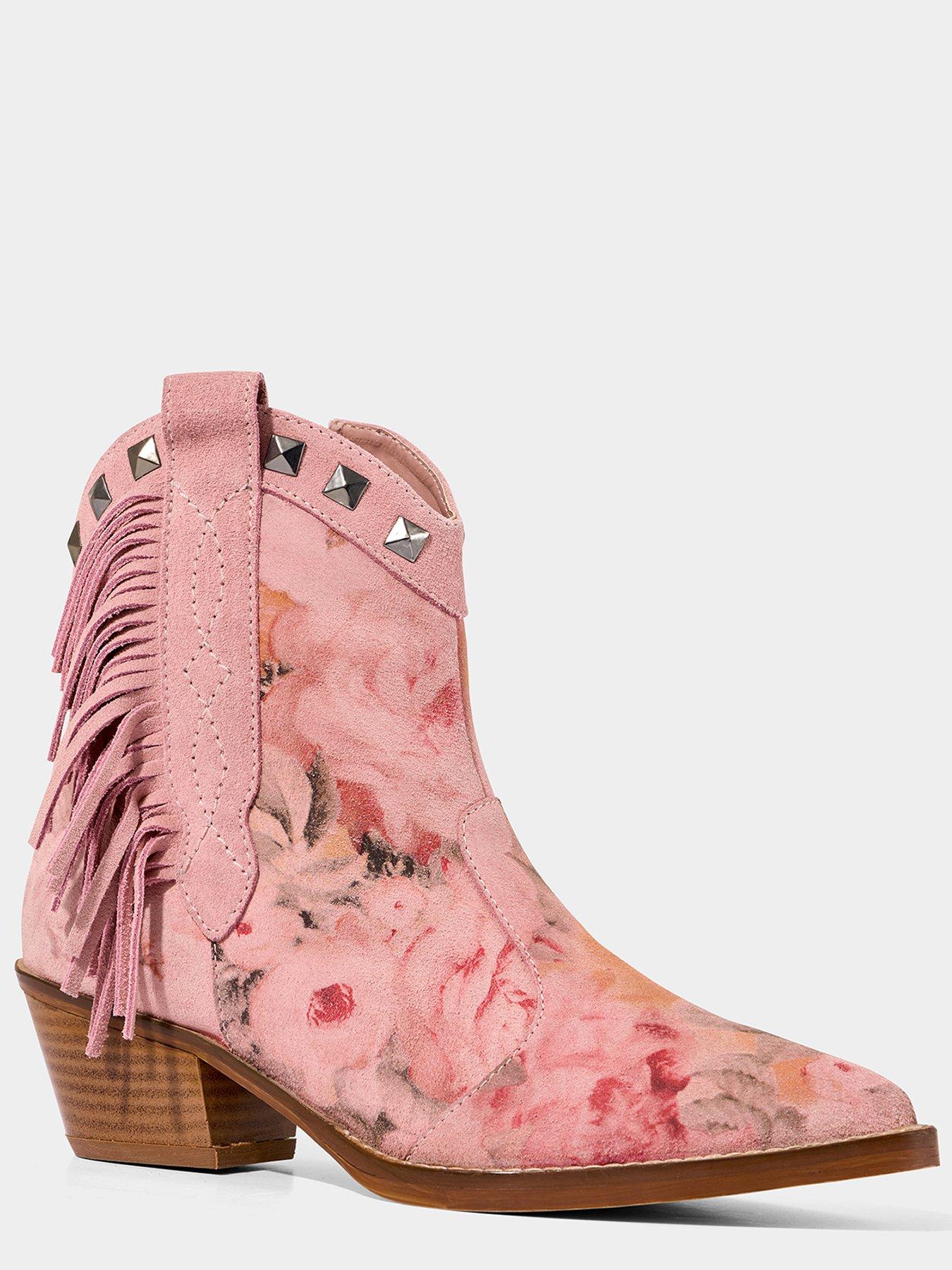 Image 5 of 5 of Joe Browns Rock 'n' Rose Suede Ankle Boots - Pink Multi