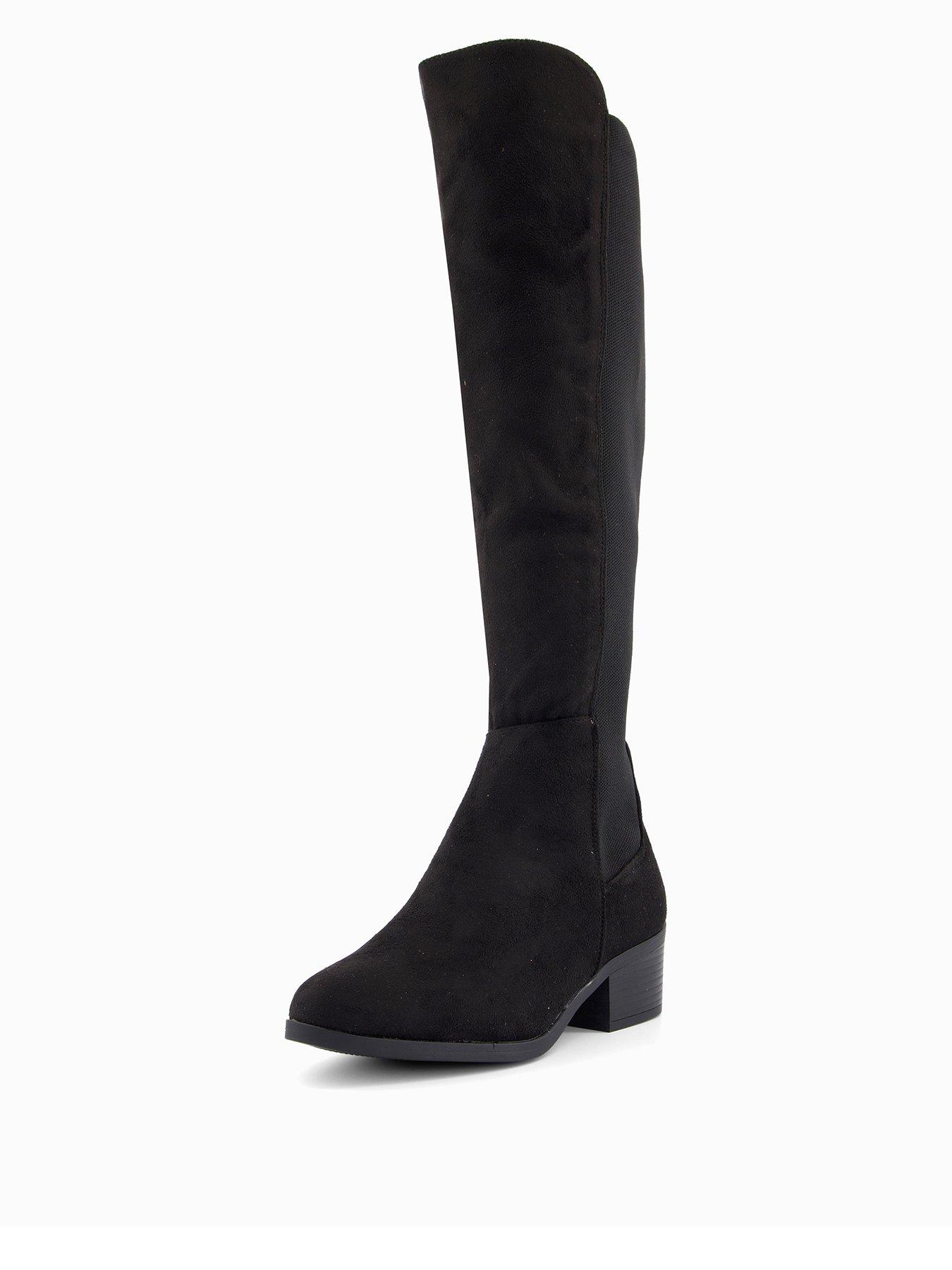 The Very Collection Wide Fit Over Knee Elastic Boots- Black