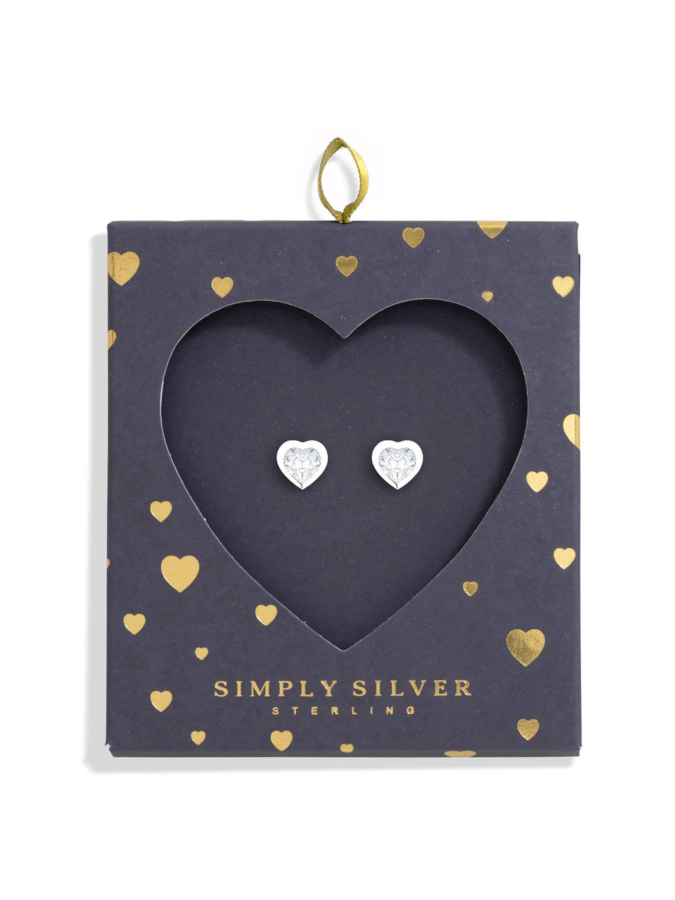 undefined Sterling Silver 925 Heart Stud Earrings - Gift Boxed