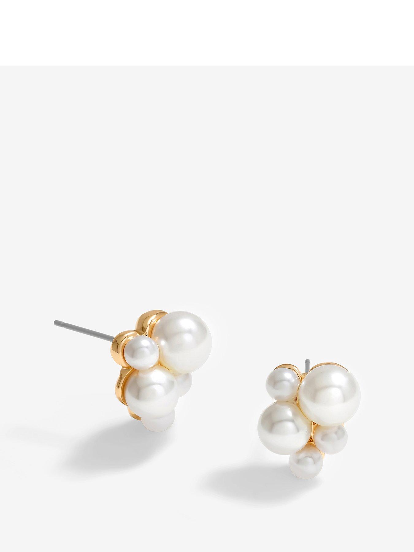 Image of Jon Richard Gold Plated Clustered Pearl Stud Earrings