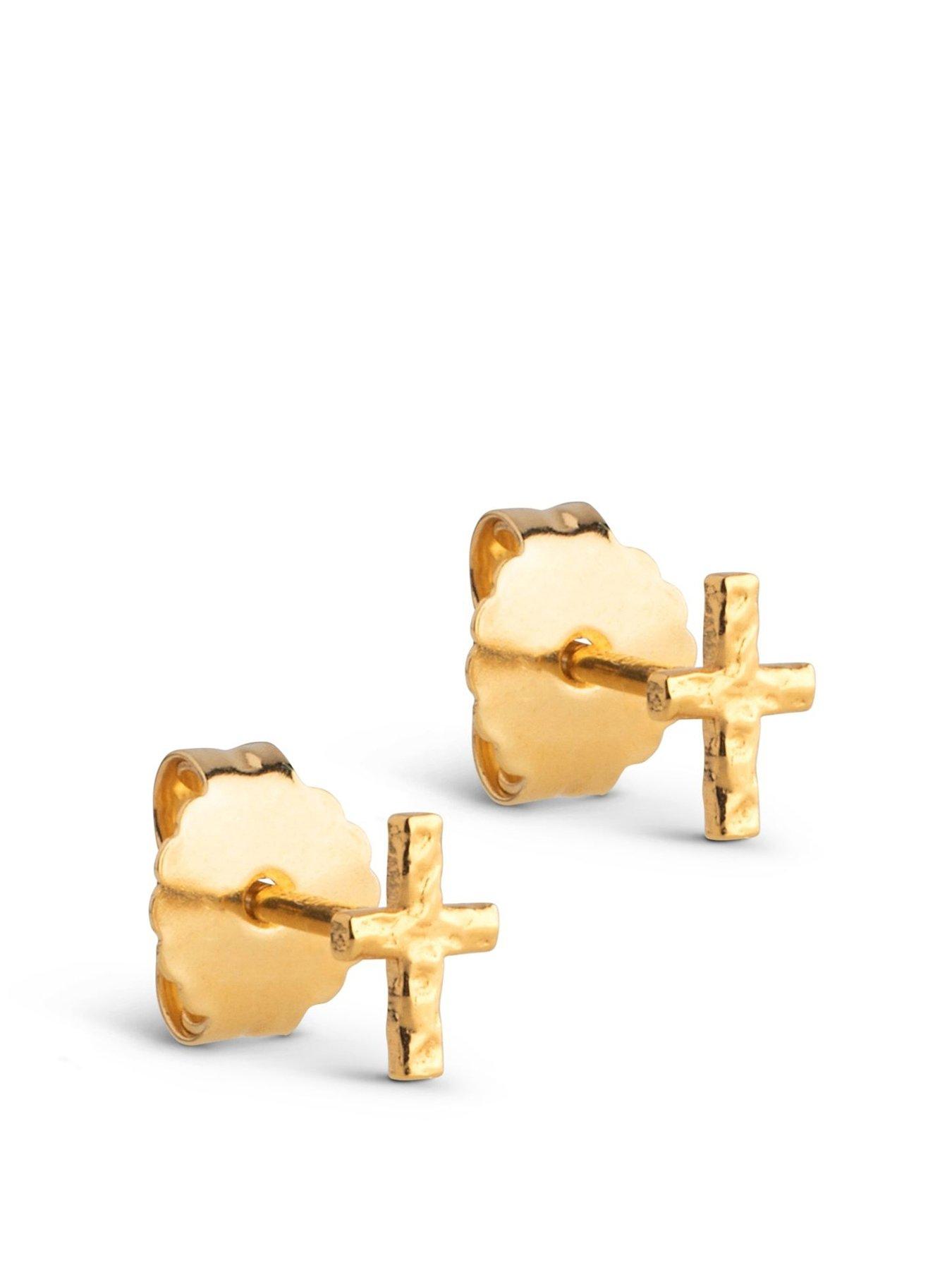 Enamel Copenhagen Gold Protective Cross Studs
