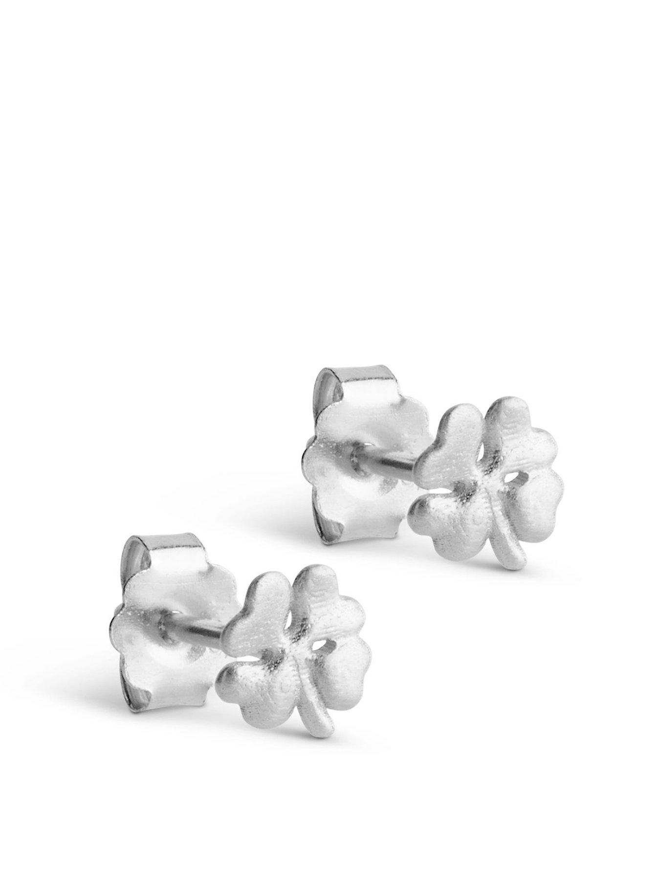 undefined Silver Mini Organic Clover Studs