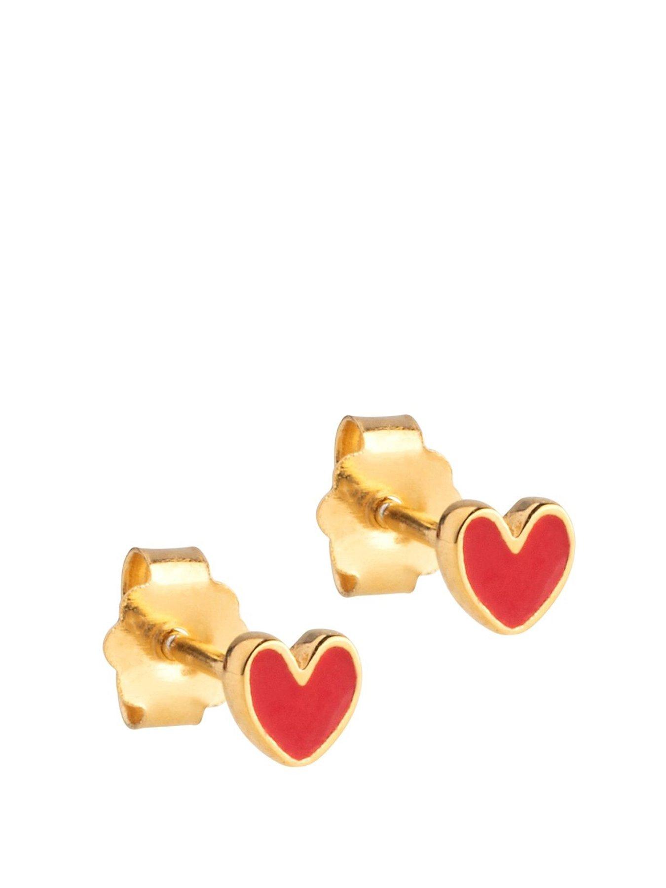 undefined Red Enamel Amore Heart Studs