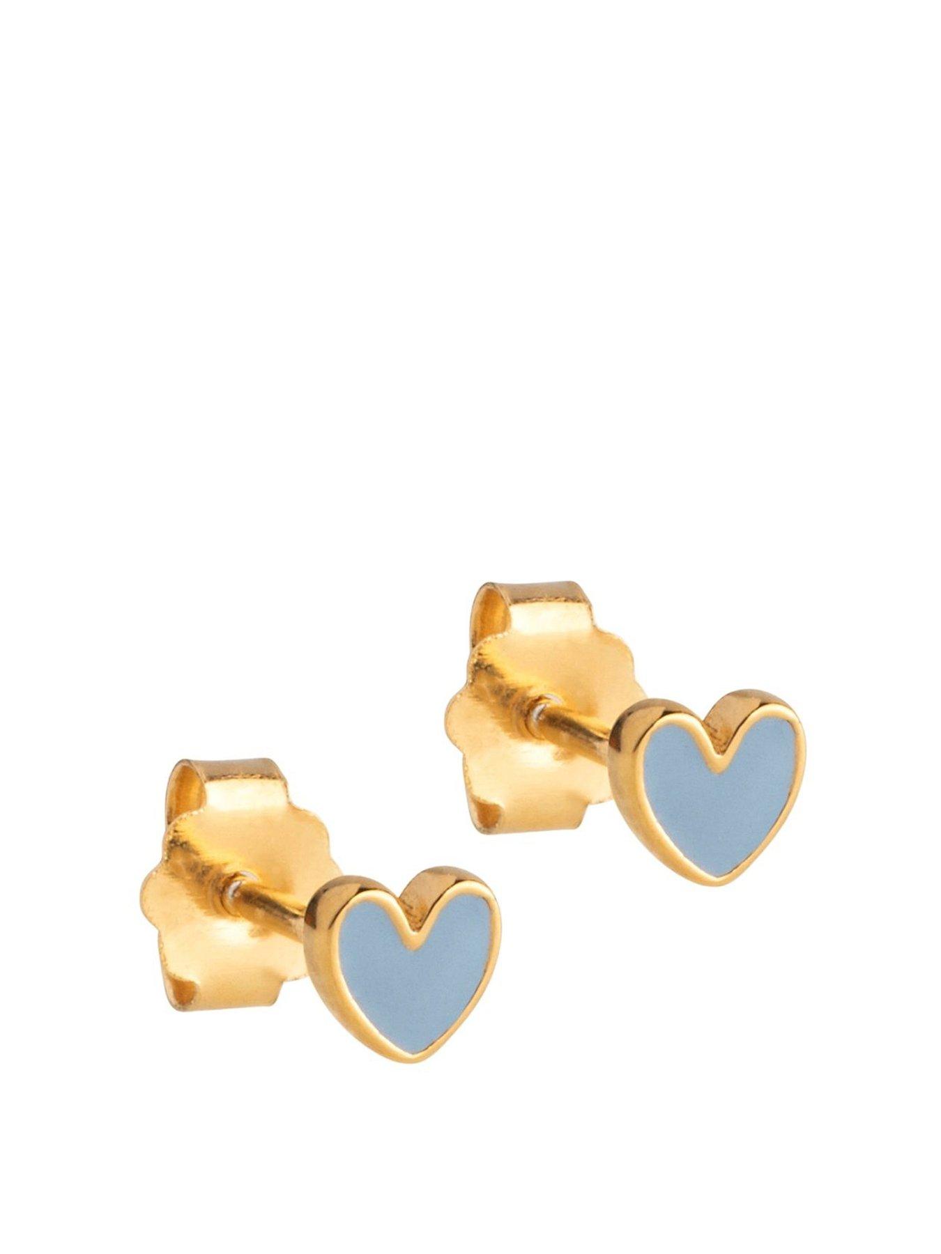 undefined Steel Blue Enamel Amore Heart Studs