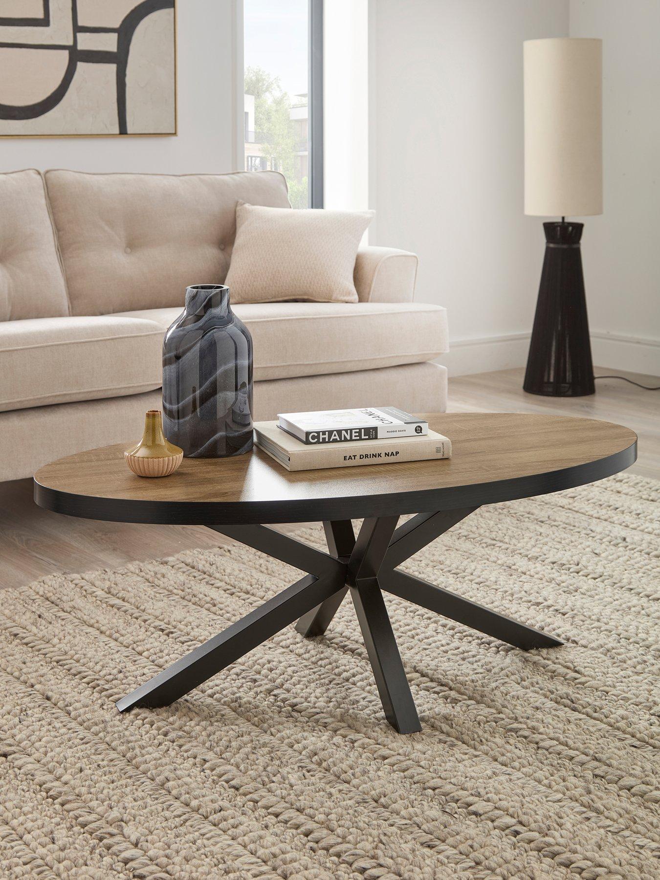 undefined Oslo Oval Coffee Table - Oak/Black - FSC® Certified