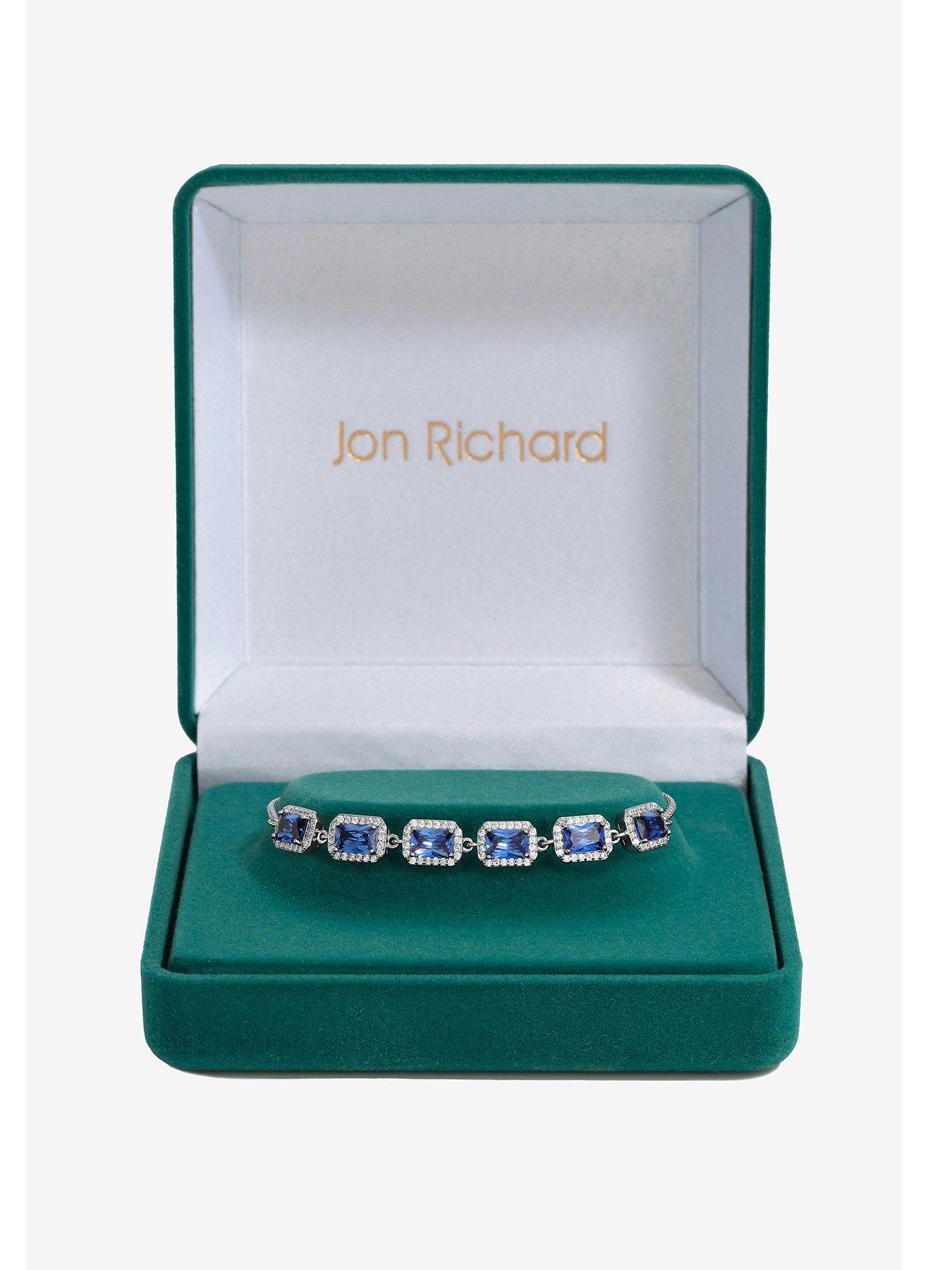 undefined Rhodium Plated Cubic Zirconia Emerald Cut Sapphire Toggle Bracelet - Gift Boxed