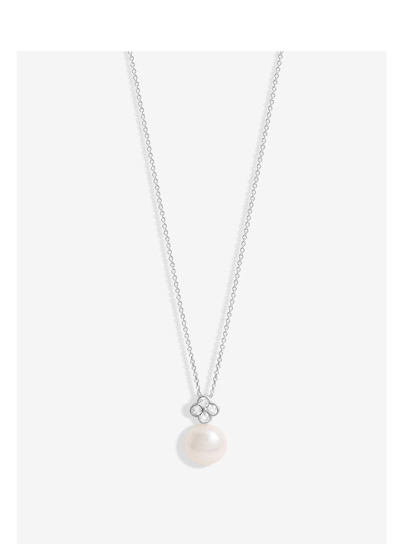 undefined Sterling Silver 925 Clover and Pearl Pendant