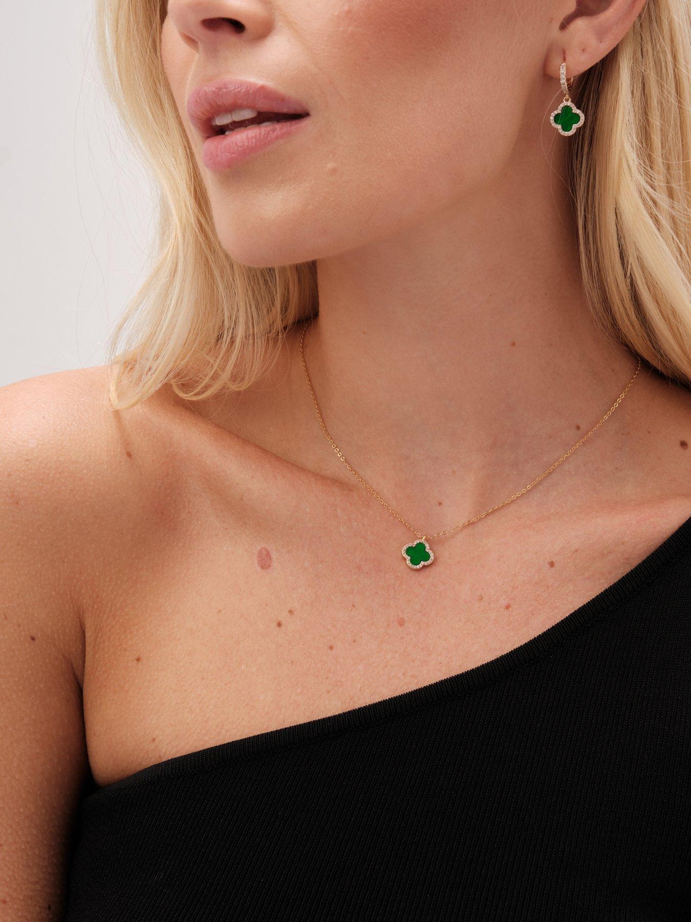Jon Richard Gold Plated And Malachite Clover Pendant Necklace Very