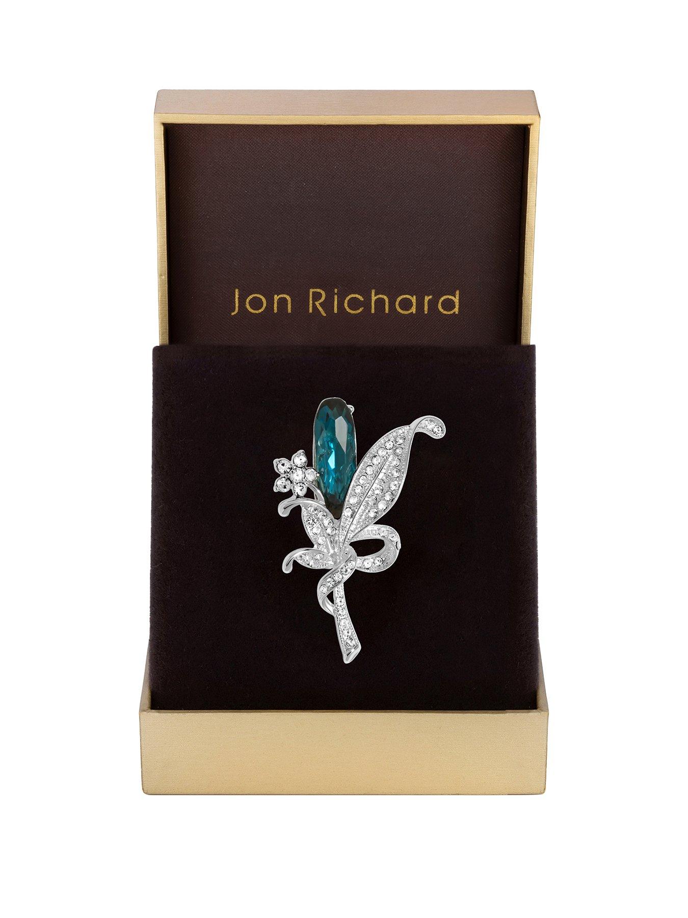 undefined Silver Plated And Blue Floral Brooch - Gift Boxed