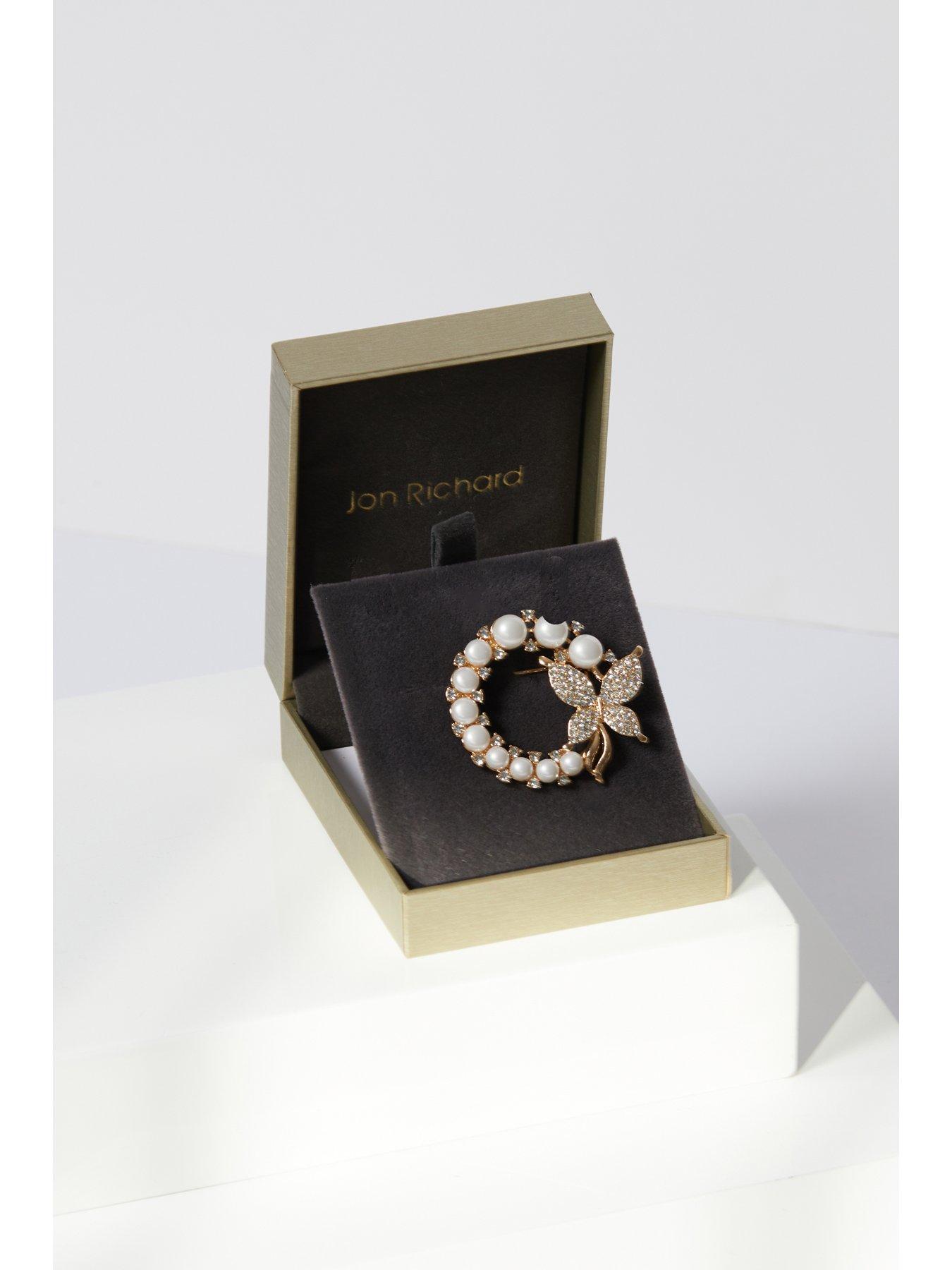 Image 4 of 5 of Jon Richard Gold Plated Pearl And Butterfly Wreath Brooch - Gift Boxed