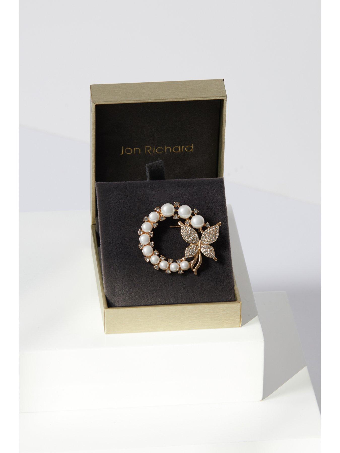 Image 5 of 5 of Jon Richard Gold Plated Pearl And Butterfly Wreath Brooch - Gift Boxed