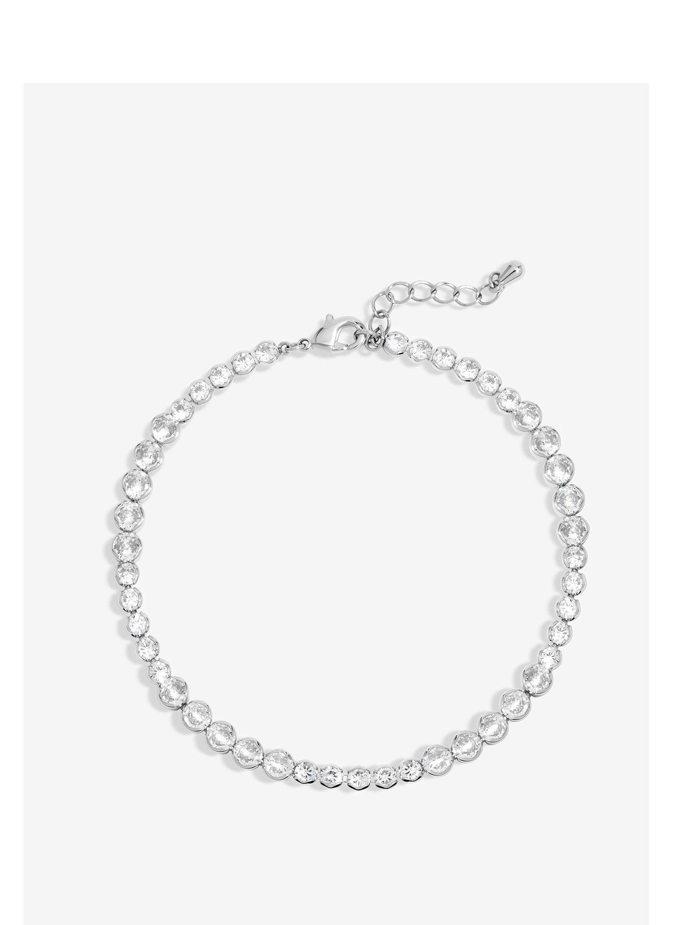undefined Rhodium Plated Cubic Zirconia Mixed Stone Tennis Bracelet